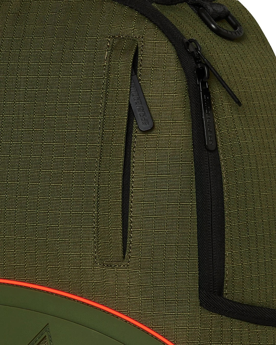 Zaino "Shark Central Army" Verde Militare in Nylon con Denti Fluo 