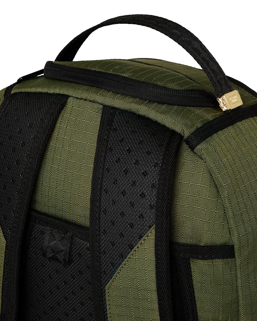 Zaino "Shark Central Army" Verde Militare in Nylon con Denti Fluo 