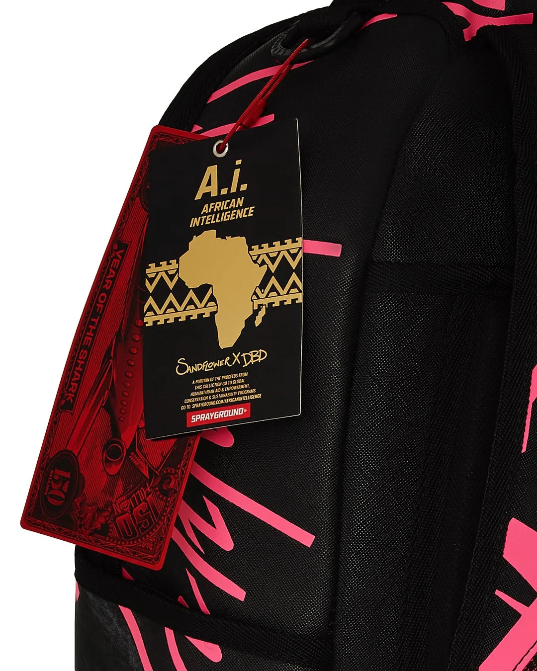 Zaino "AI Lion Neon Pink" Nero e Fuxia con Stampa Leone Fluo 