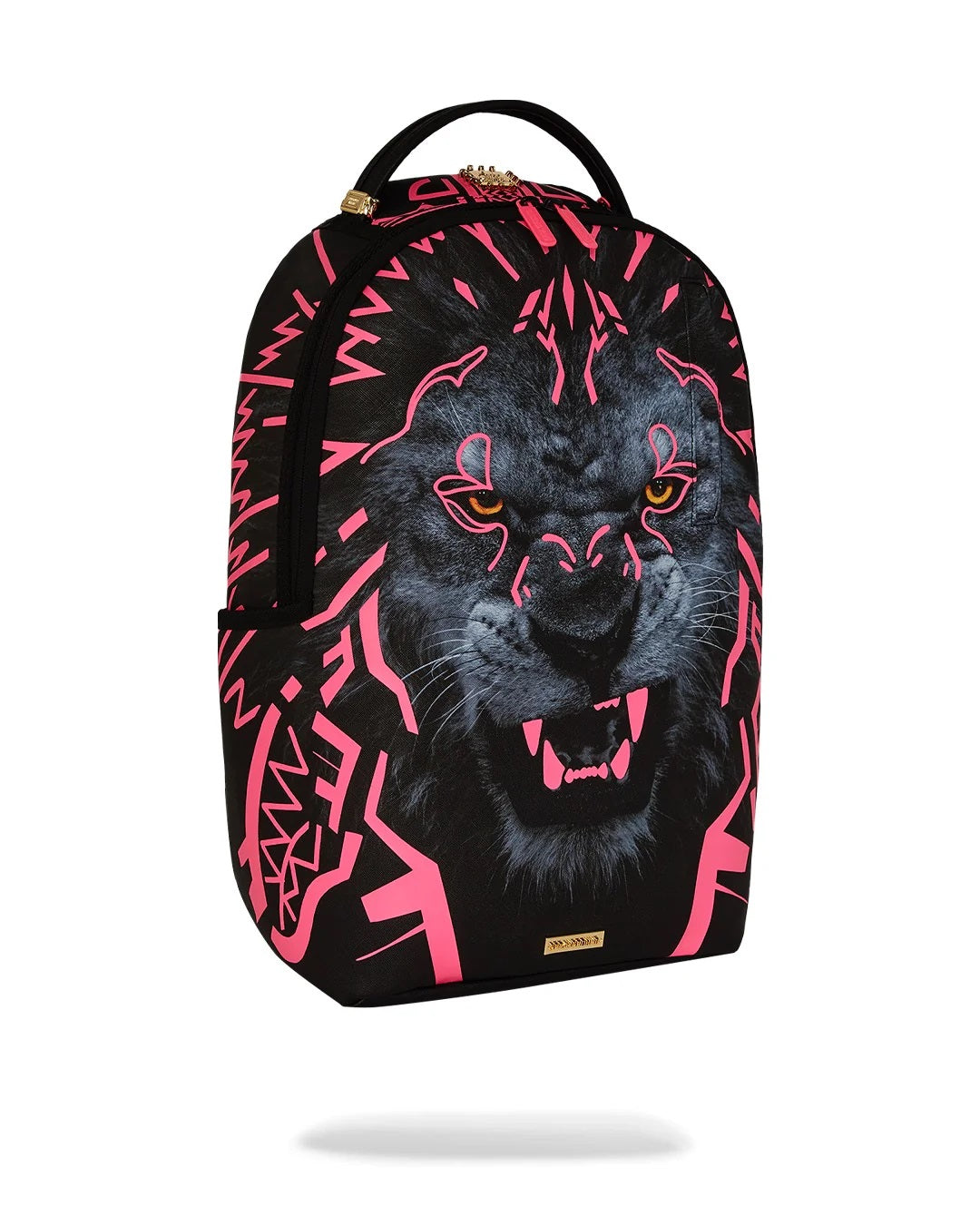 Zaino "AI Lion Neon Pink" Nero e Fuxia con Stampa Leone Fluo 