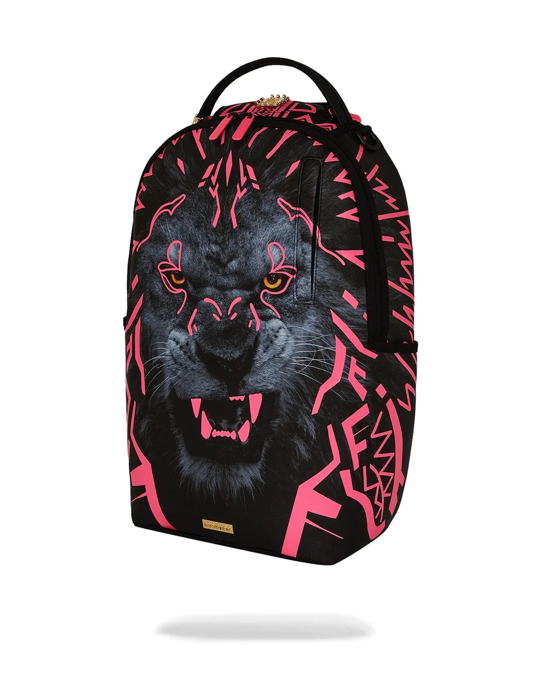 Zaino "AI Lion Neon Pink" Nero e Fuxia con Stampa Leone Fluo 