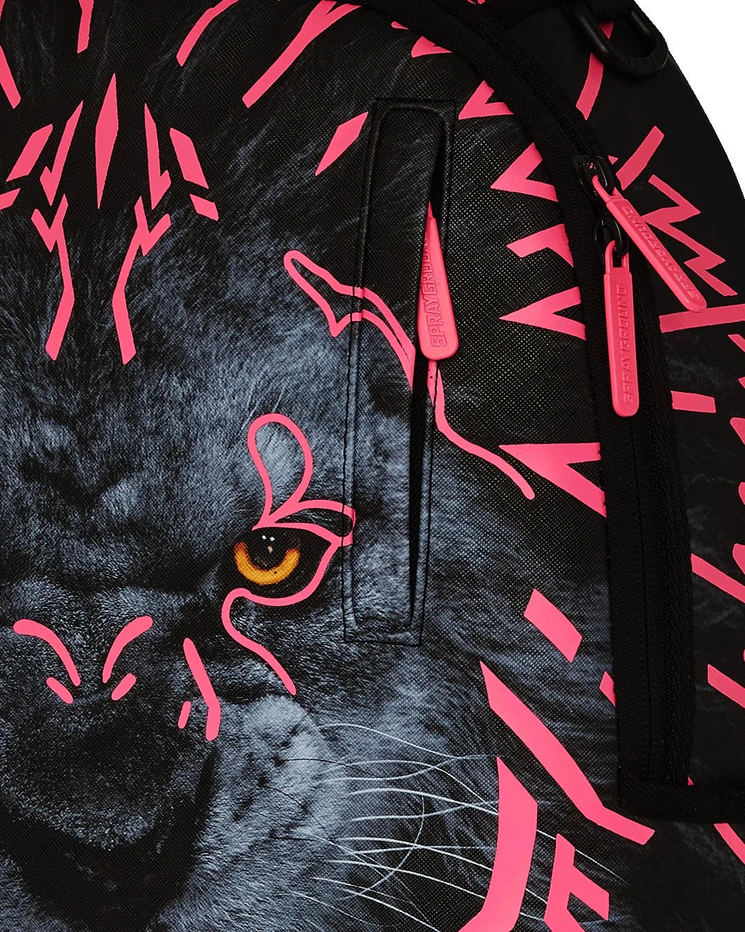 Zaino "AI Lion Neon Pink" Nero e Fuxia con Stampa Leone Fluo 