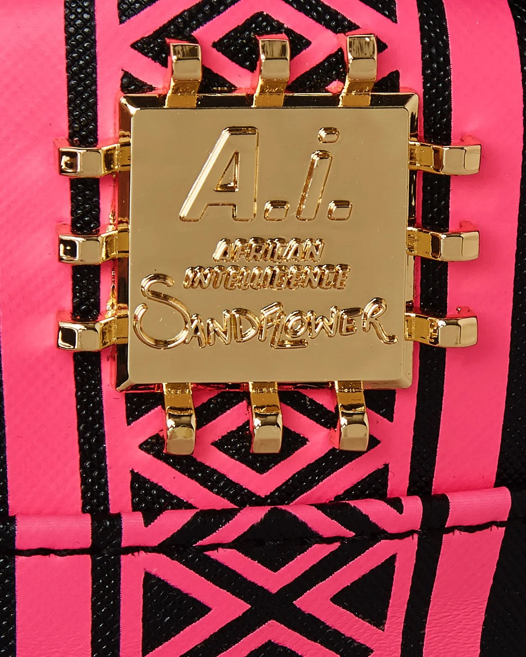 Zaino "AI Lion Neon Pink" Nero e Fuxia con Stampa Leone Fluo 