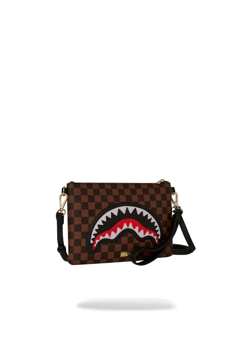 Clutch "Sawtooth Sharks in Paris" Marrone con Tracolla Removibile 