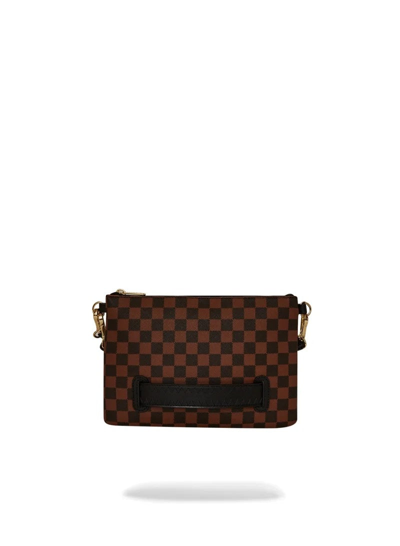 Clutch "Sawtooth Sharks in Paris" Marrone con Tracolla Removibile 