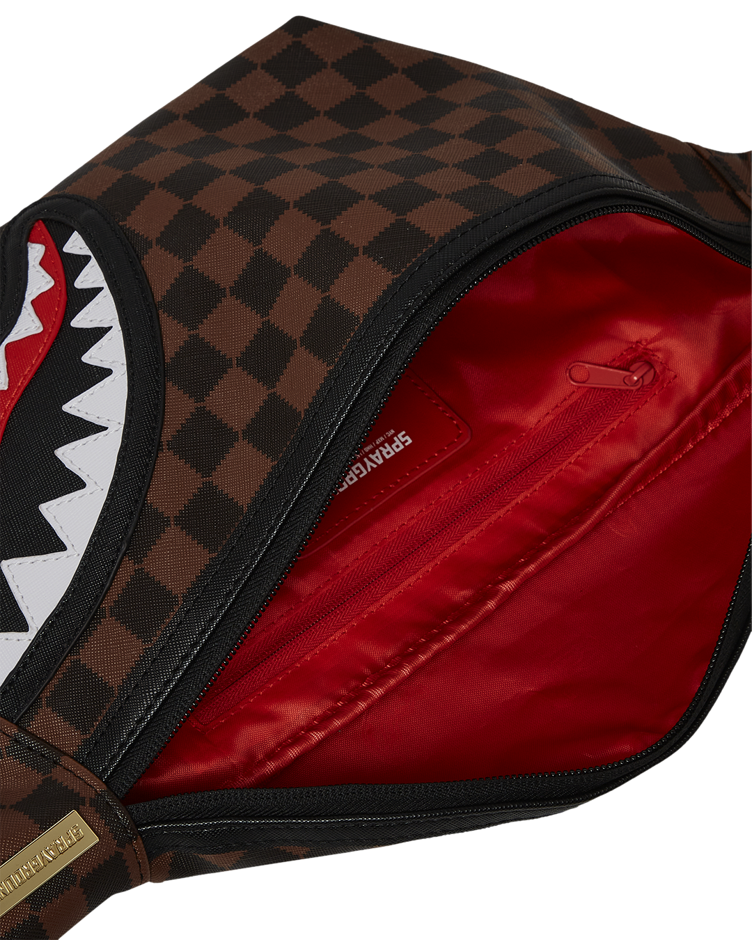 Marsupio "Sawtooth Sharks in Paris" Marrone con Motivo Damier 