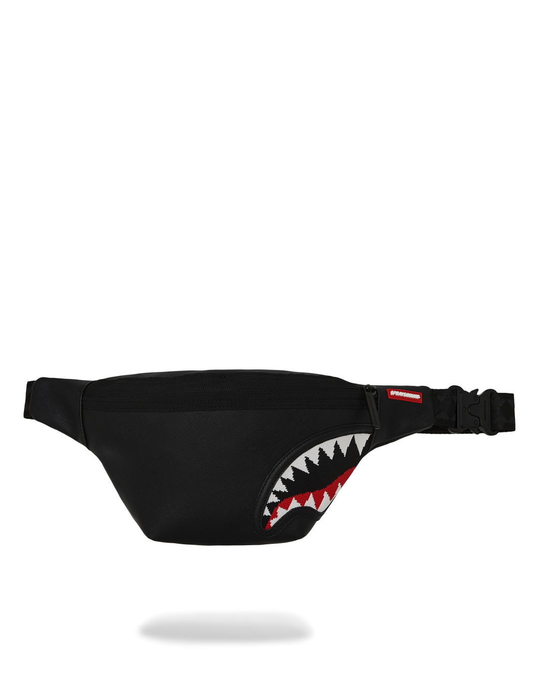 Marsupio "Fly Knit Mouth" Nero con Grafica Ricamata e Cintura Regolabile 