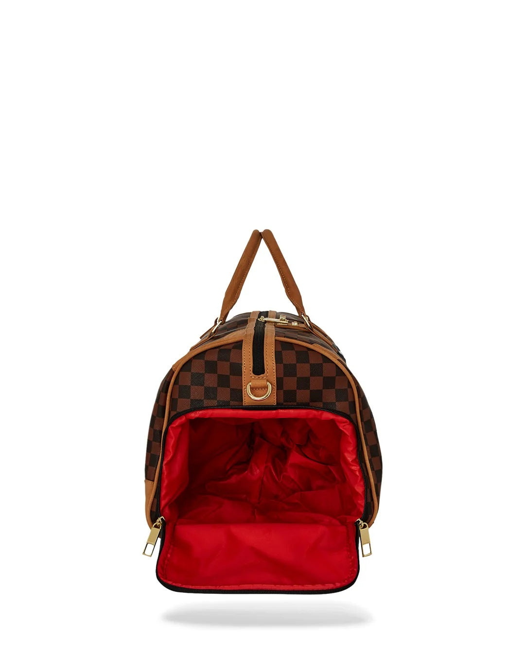 Borsone "Hennyville Duffle" Marrone Check con Grafica Shark 