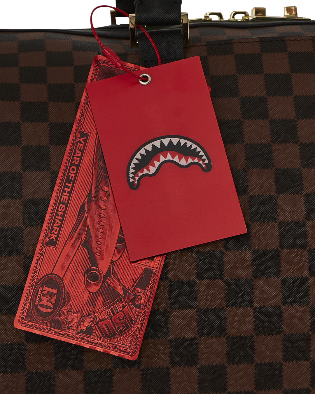 Borsone "Sawtooth Sharks in Paris" Marrone con Grafica Shark 