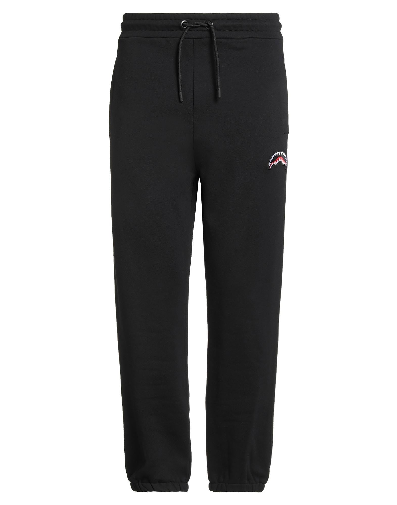 Pantaloni sportivi Neri in Cotone con Logo Shark Ricamato 