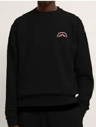 Felpa "Block Party Crewneck" Nera con Grafica Shark e Stampa Urban 