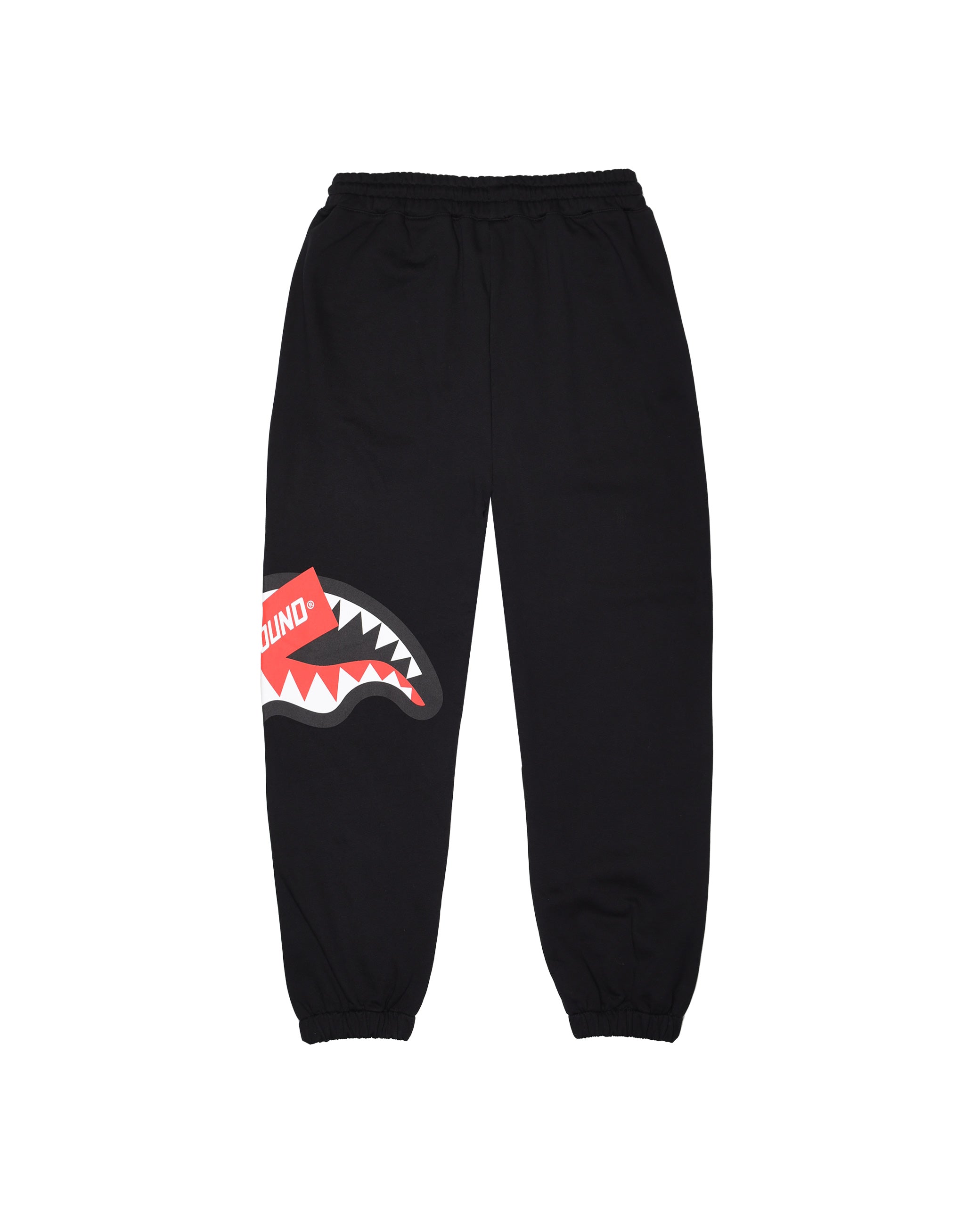 Pantaloni "Smash Logo" Neri con Grafica Shark e Dettagli Rossi 