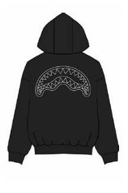 Felpa "Shark Central Perfect" Nera con Zip Intera e Cappuccio 
