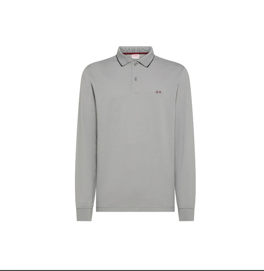 Polo Grigio Medio a Maniche Lunghe da Uomo 