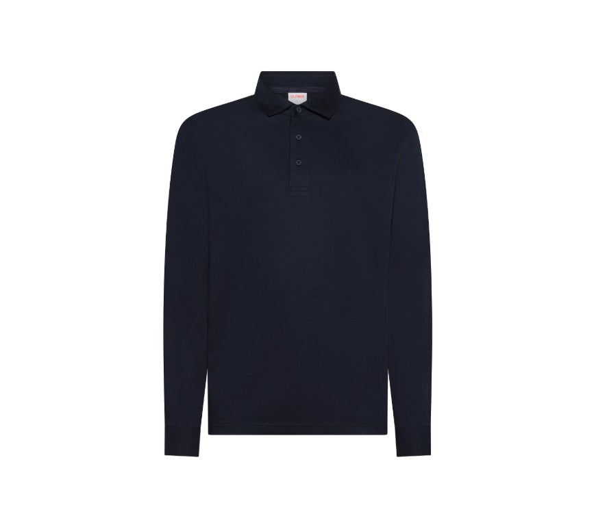 Polo "Jersey Luxury" Navy Blue a Maniche Lunghe 