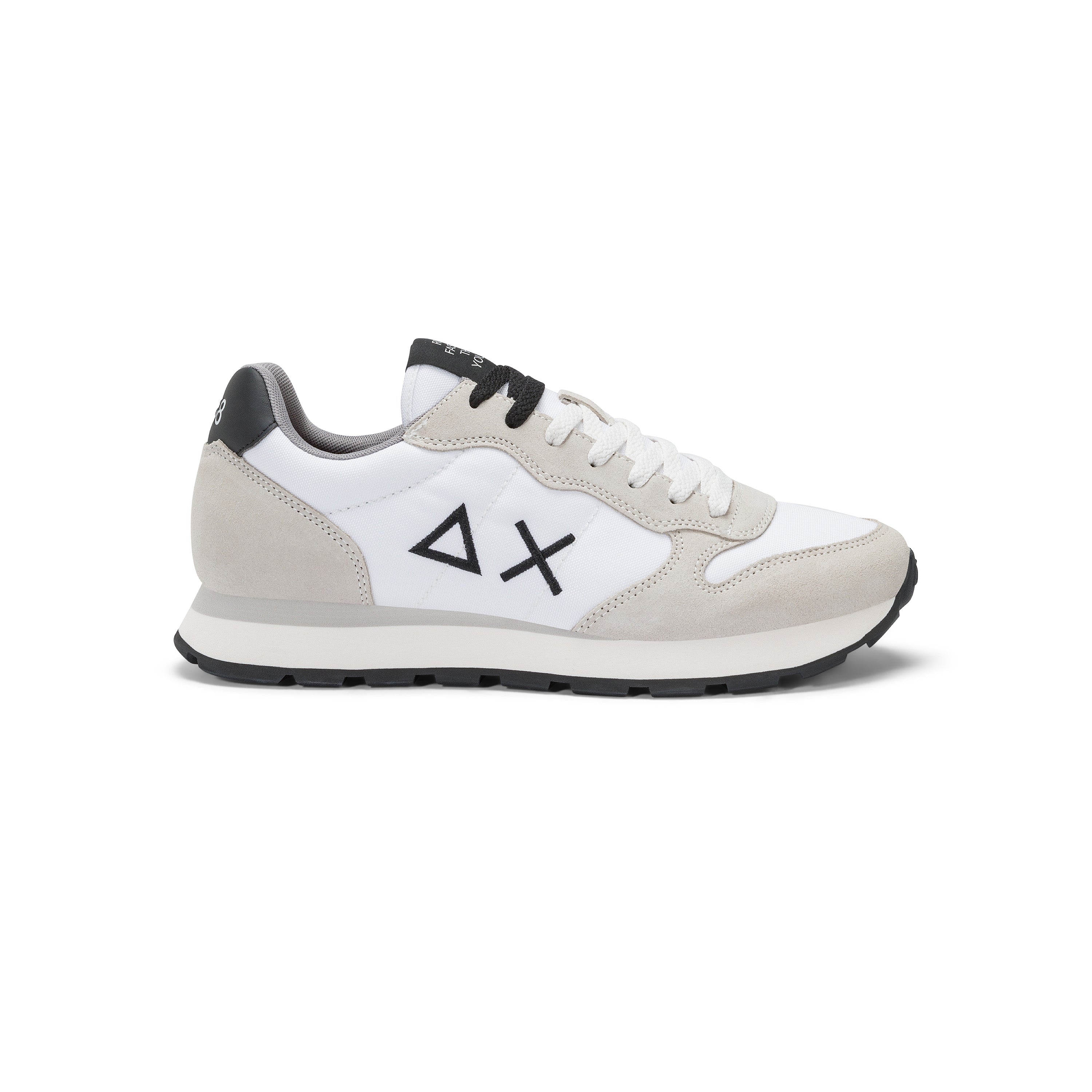 Sneakers Sun68 "Tom Solid" Bianche e Beige in Tessuto e Pelle 
