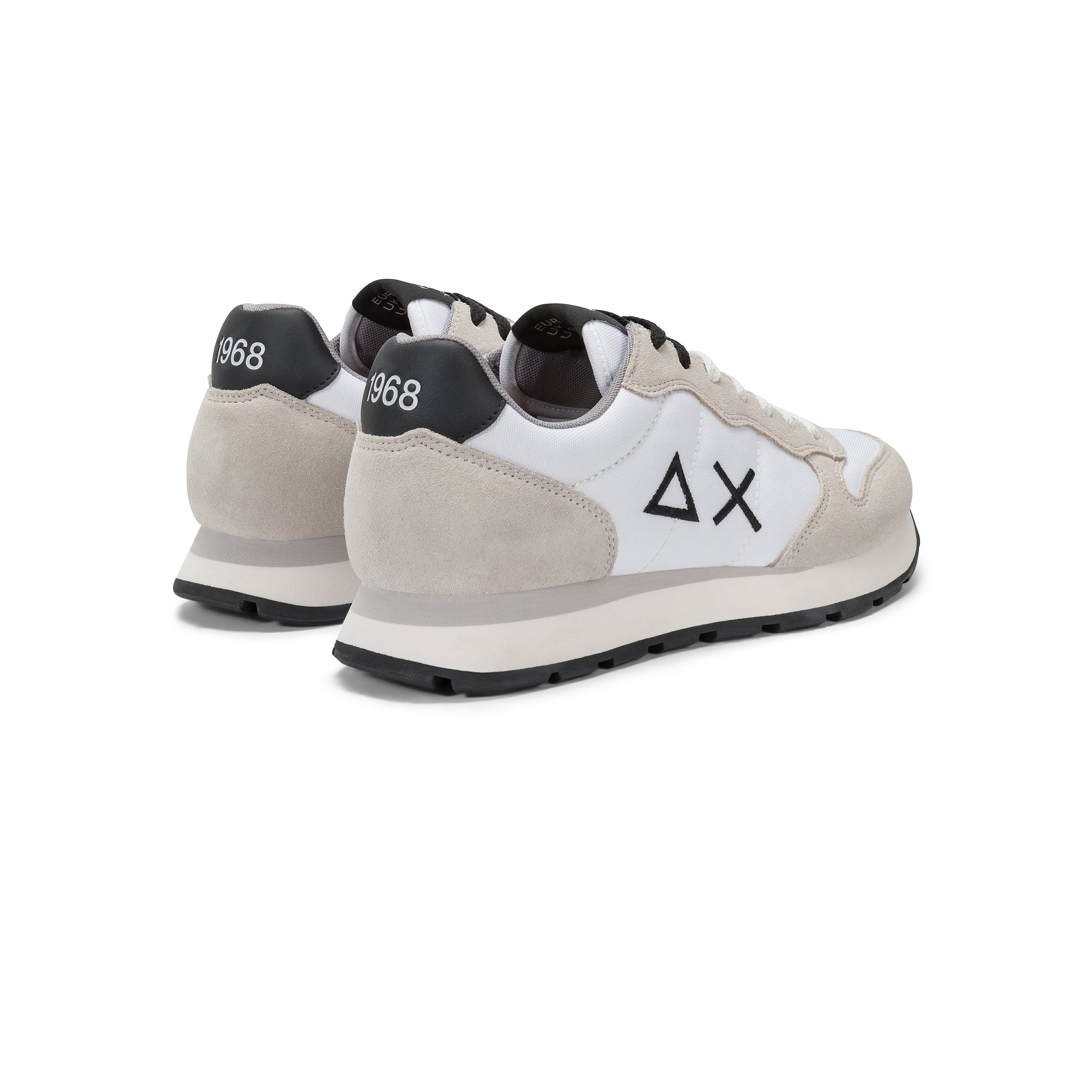 Sneakers Sun68 "Tom Solid" Bianche e Beige in Tessuto e Pelle 