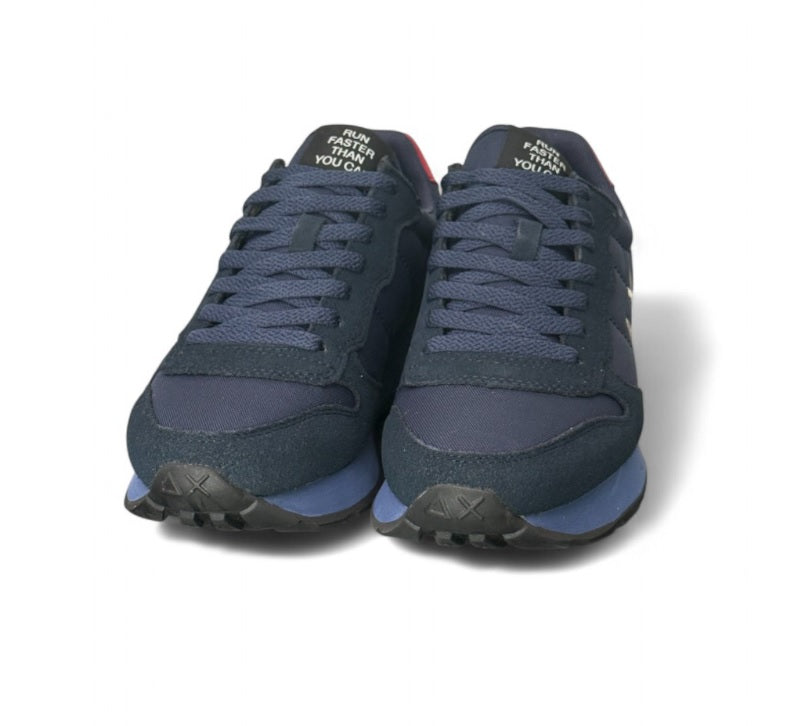 Sneakers SUN68  "Tom Solid" Navy Blue con Dettagli Bordeaux 