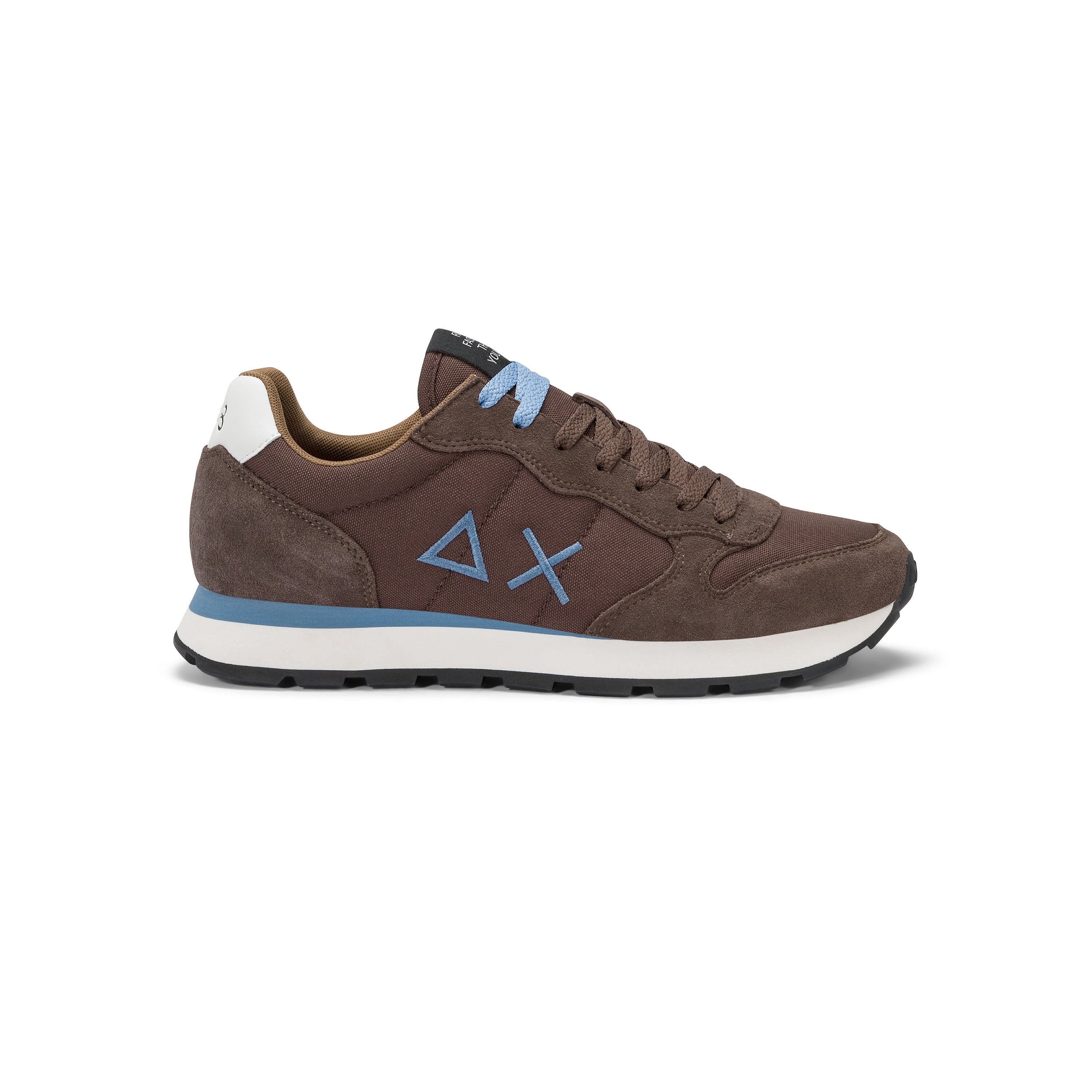 Sneakers SUN68 "Tom Solid" Marroni con Dettagli Azzurri a contrasto 