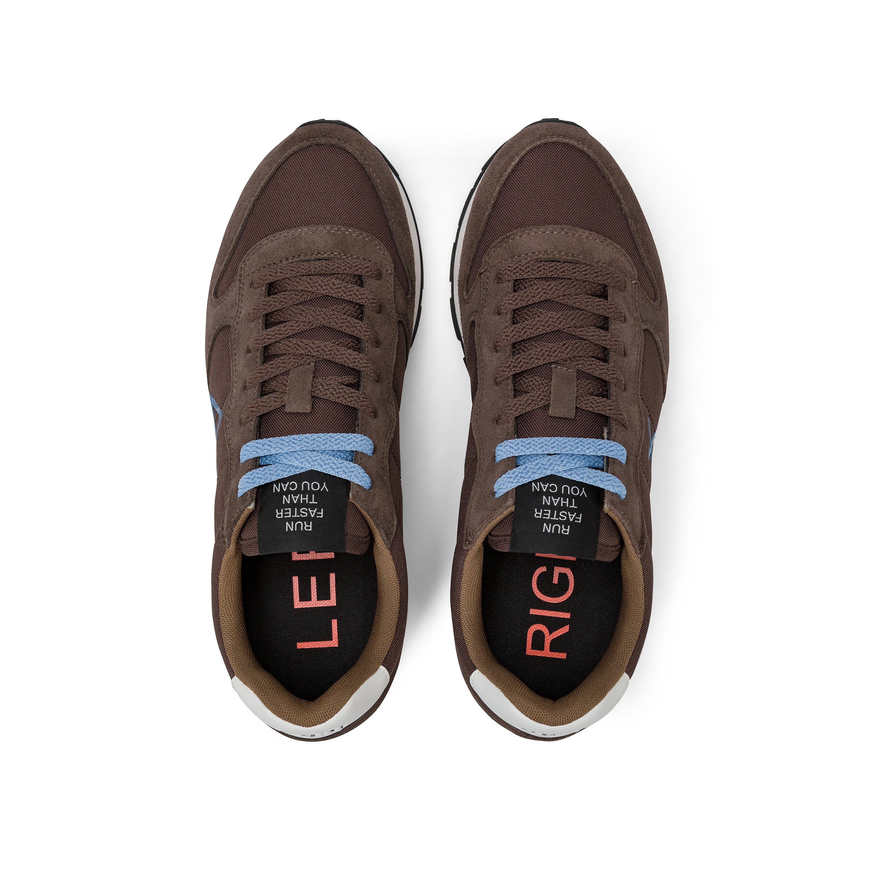 Sneakers SUN68 "Tom Solid" Marroni con Dettagli Azzurri a contrasto 