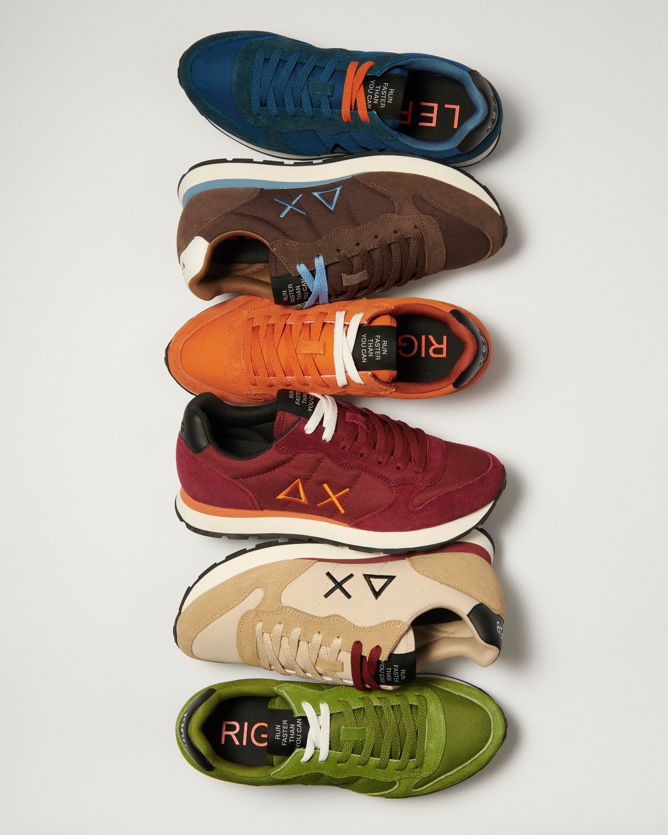 Sneakers SUN68 "Tom Solid" Marroni con Dettagli Azzurri a contrasto 