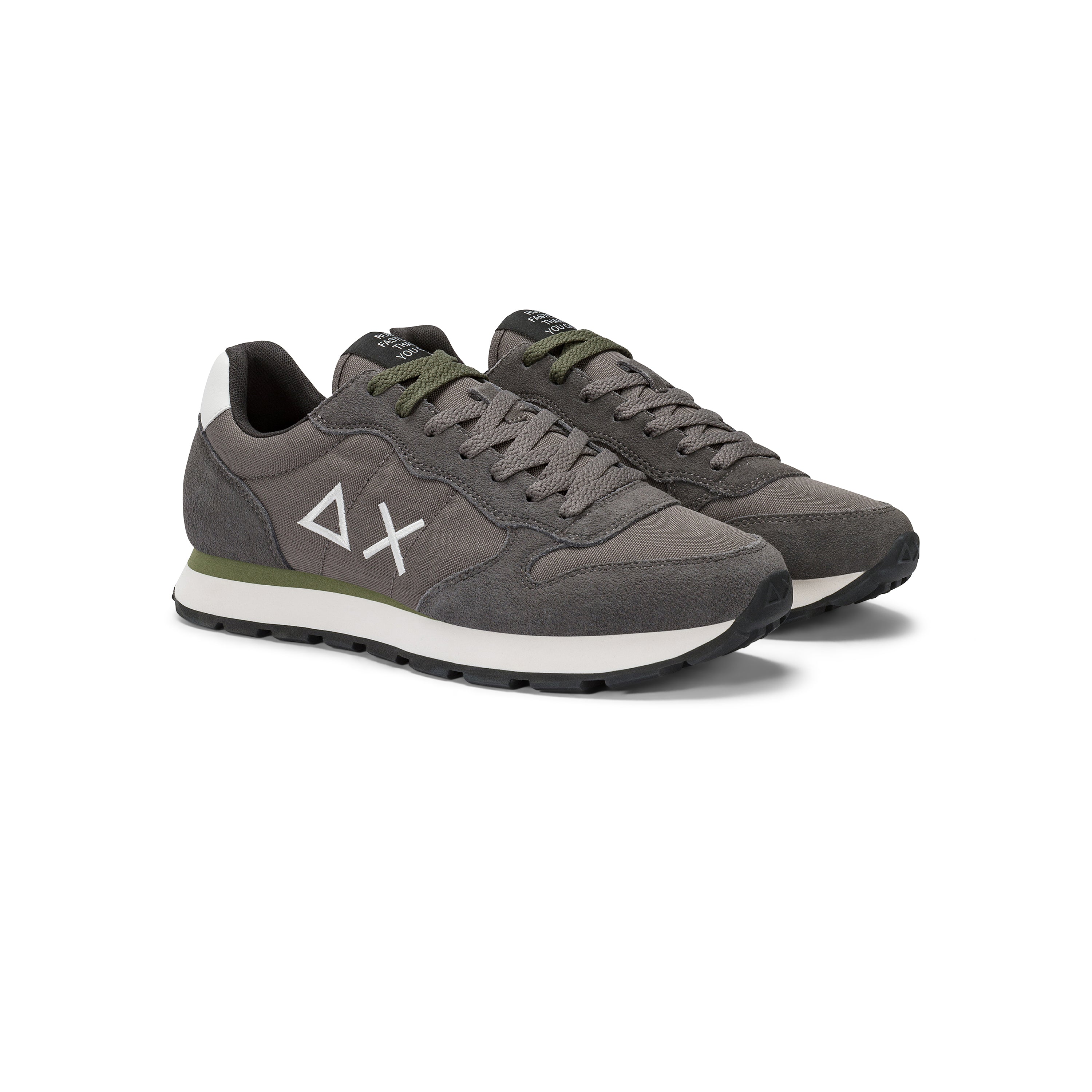 Sneakers SUN68 "Tom Solid" Grigio Scuro con Dettagli Verde 