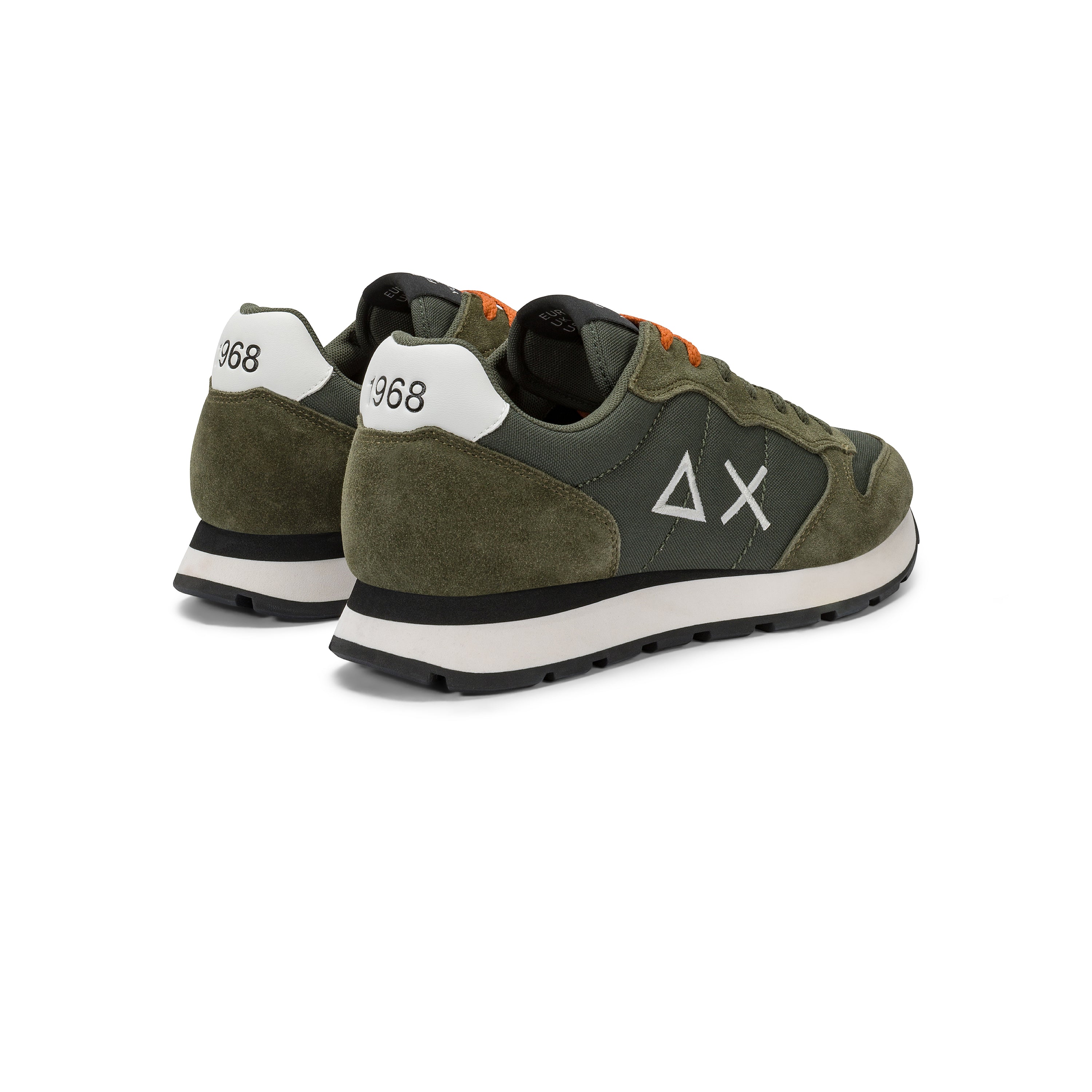 Sneakers "Tom Solid" Verde Militare Scuro con Dettagli arancioni 