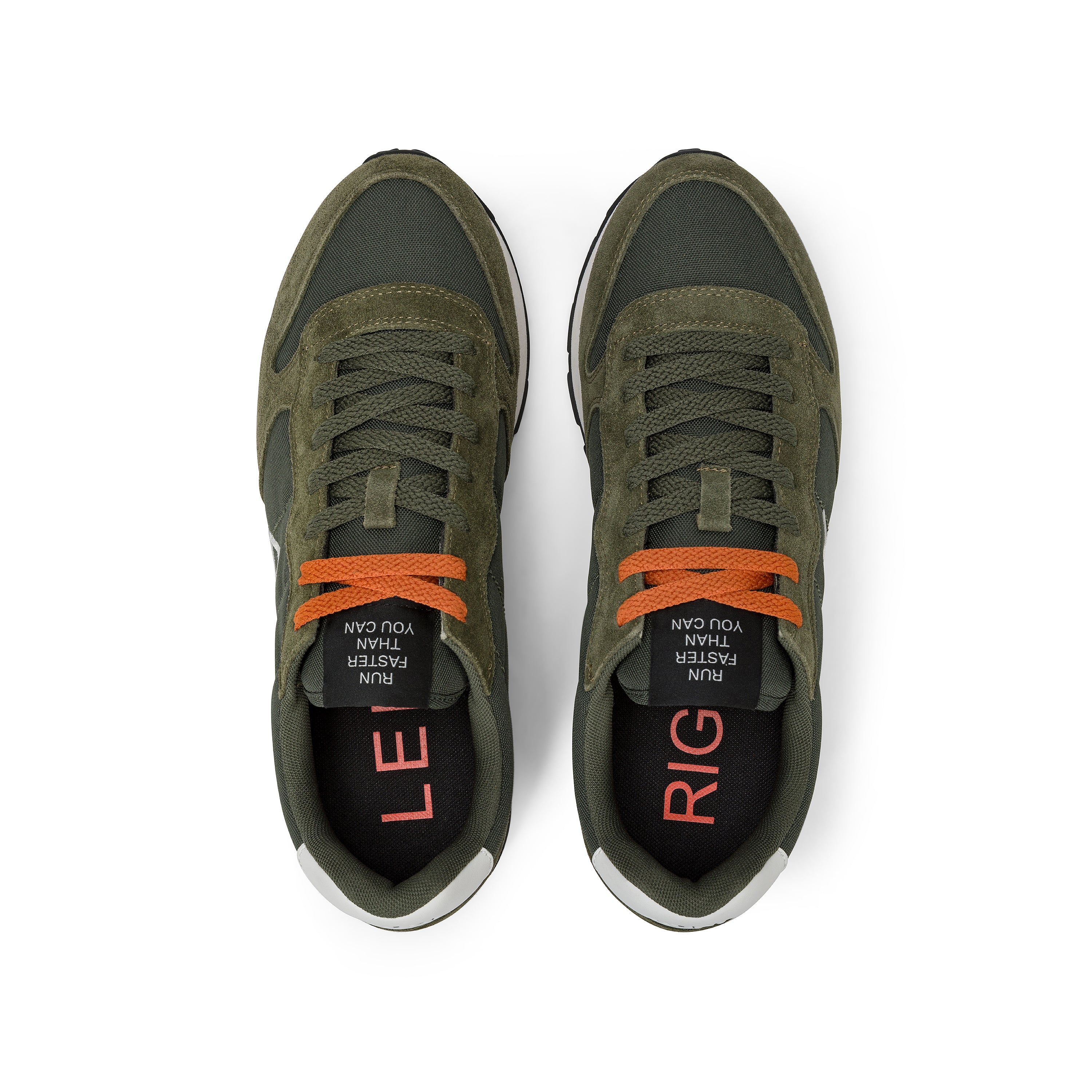 Sneakers "Tom Solid" Verde Militare Scuro con Dettagli arancioni 
