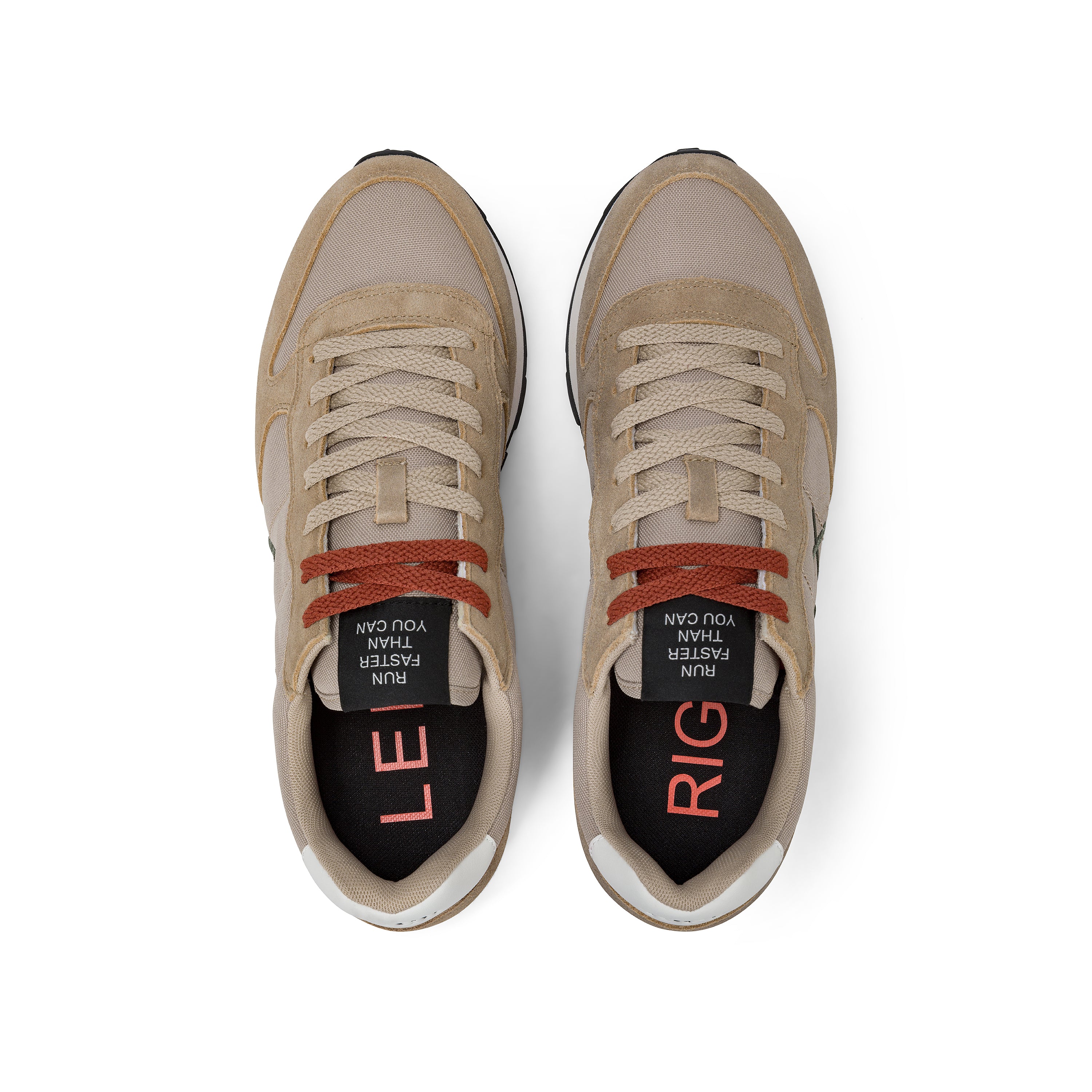 Sneakers SUN68 "Tom Solid" Beige Scuro con Dettagli a Contrasto 