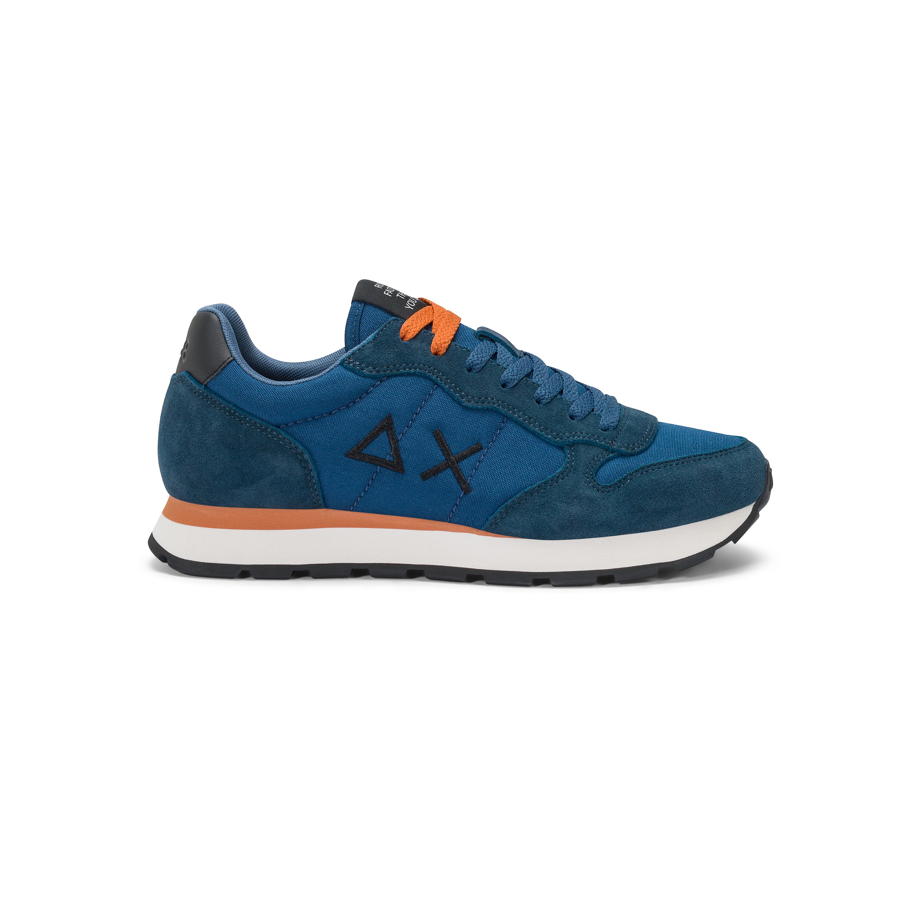 Sneakers SUN68 "Tom Solid" Blu Petrolio con Dettagli Arancioni 