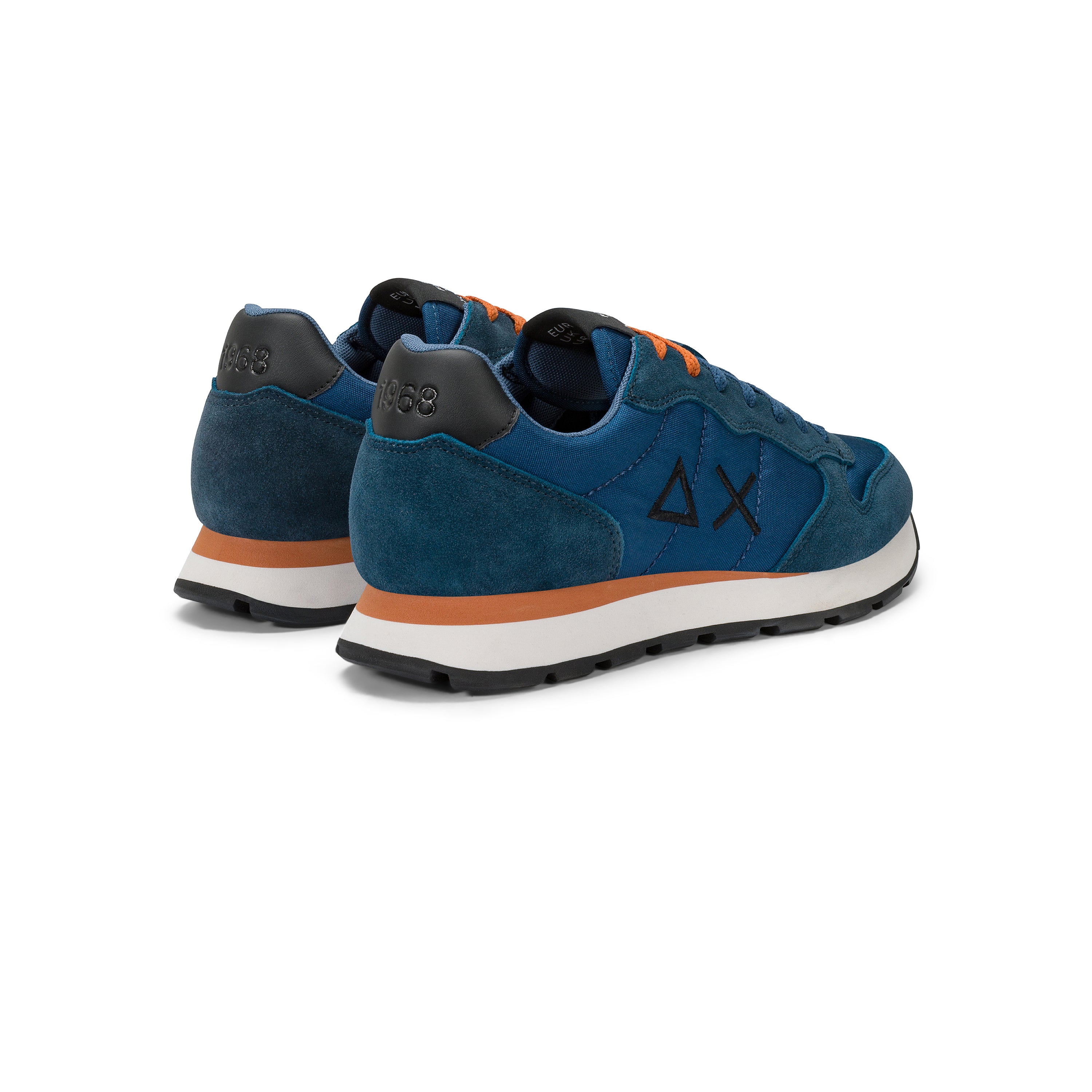 Sneakers SUN68 "Tom Solid" Blu Petrolio con Dettagli Arancioni 