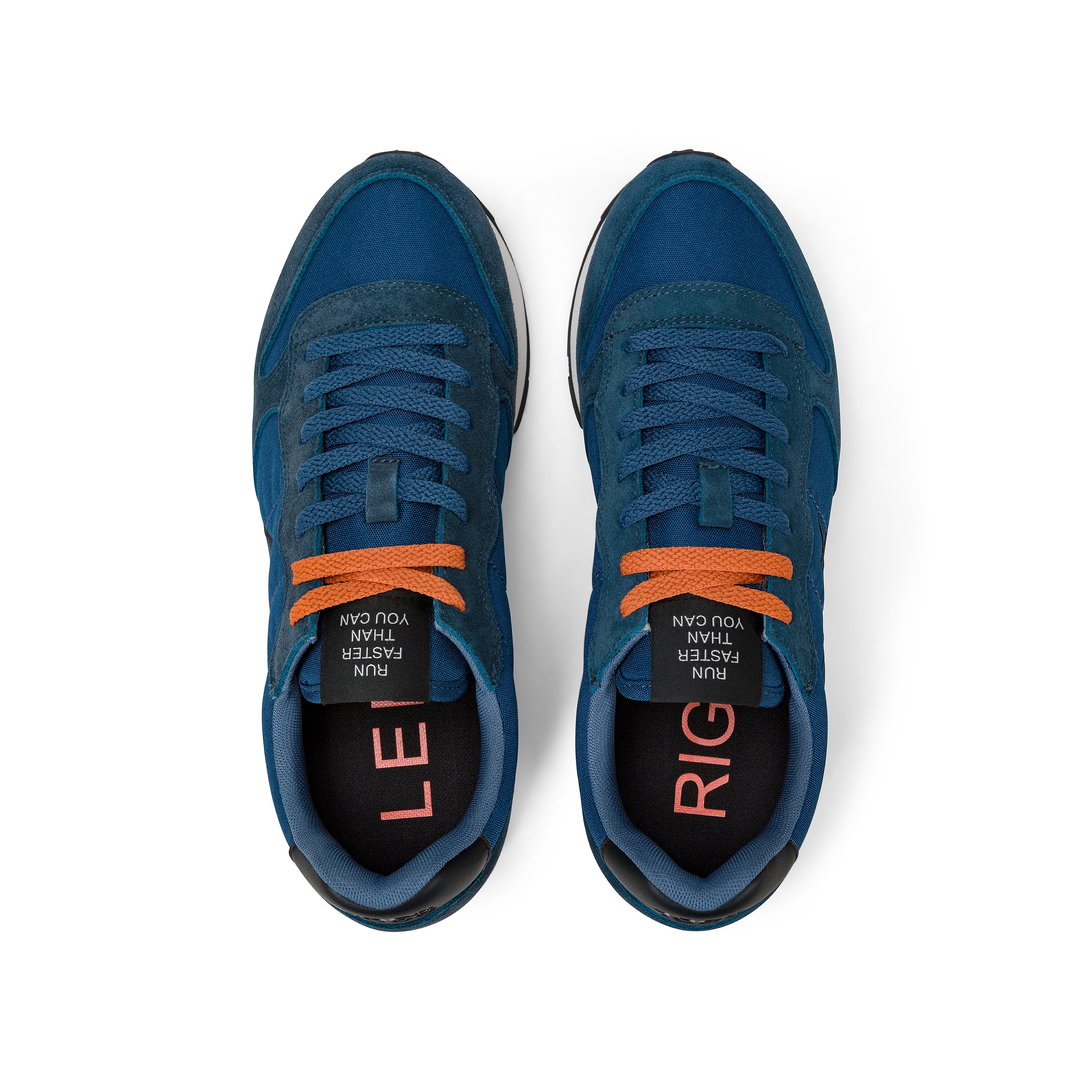 Sneakers SUN68 "Tom Solid" Blu Petrolio con Dettagli Arancioni 