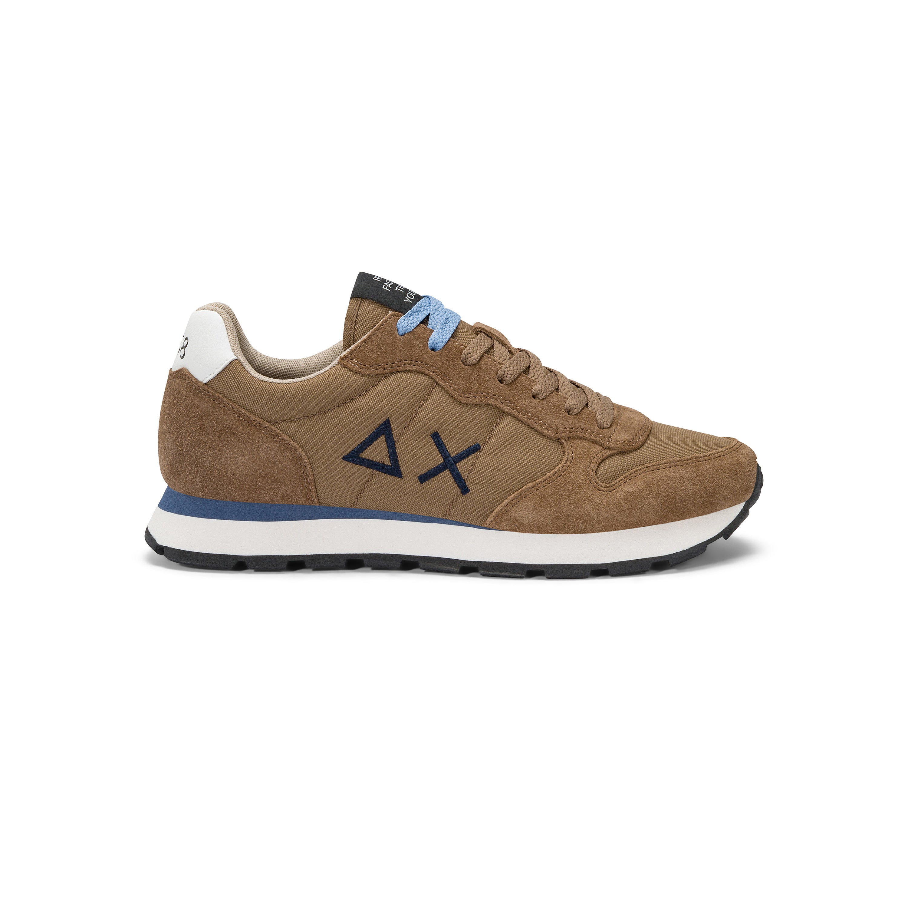 Sneakers SUN68 "Tom Solid" Color Volpe con Dettagli Blu 