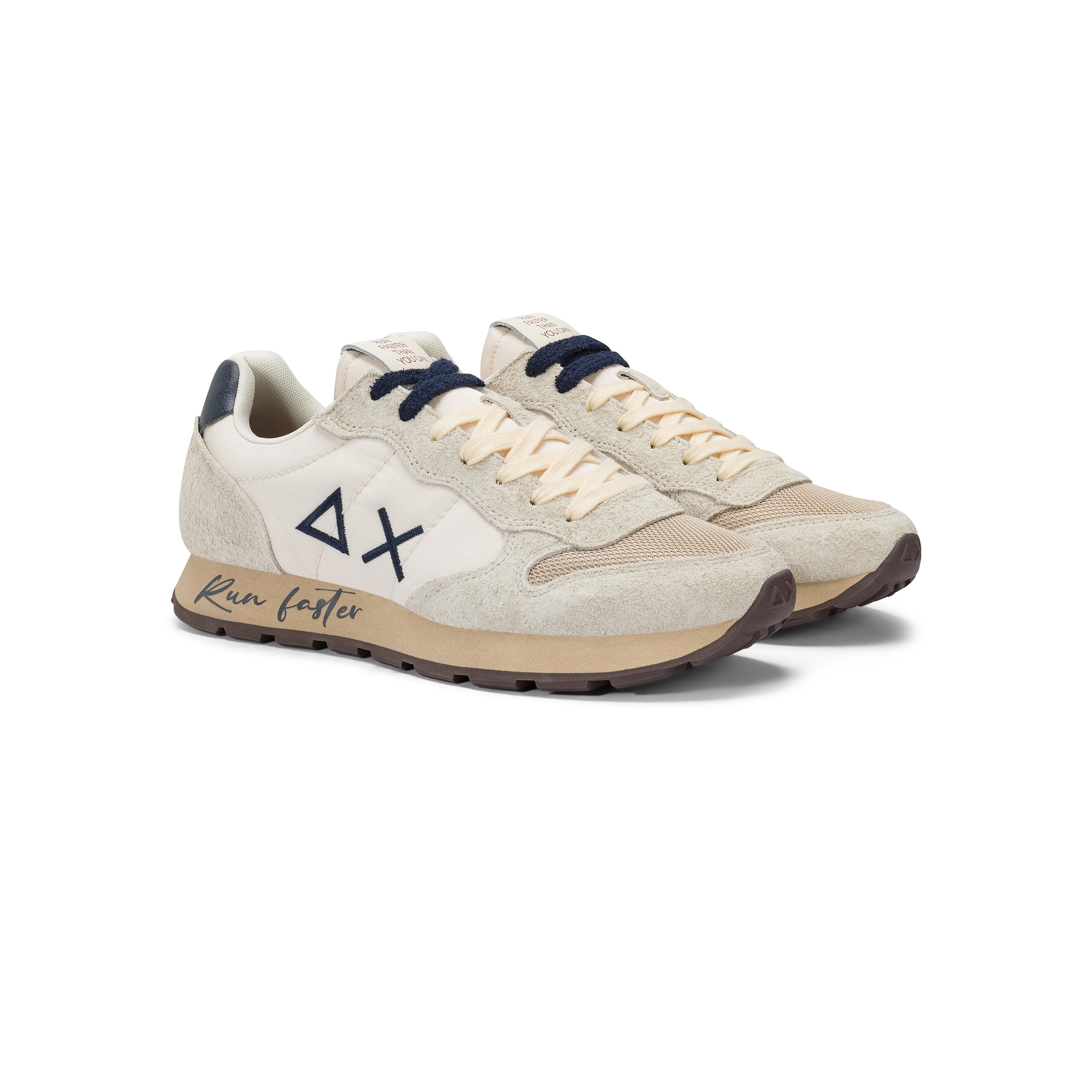 Sneakers SUN68 "Tom Vintage" Bianche con Dettagli blu 