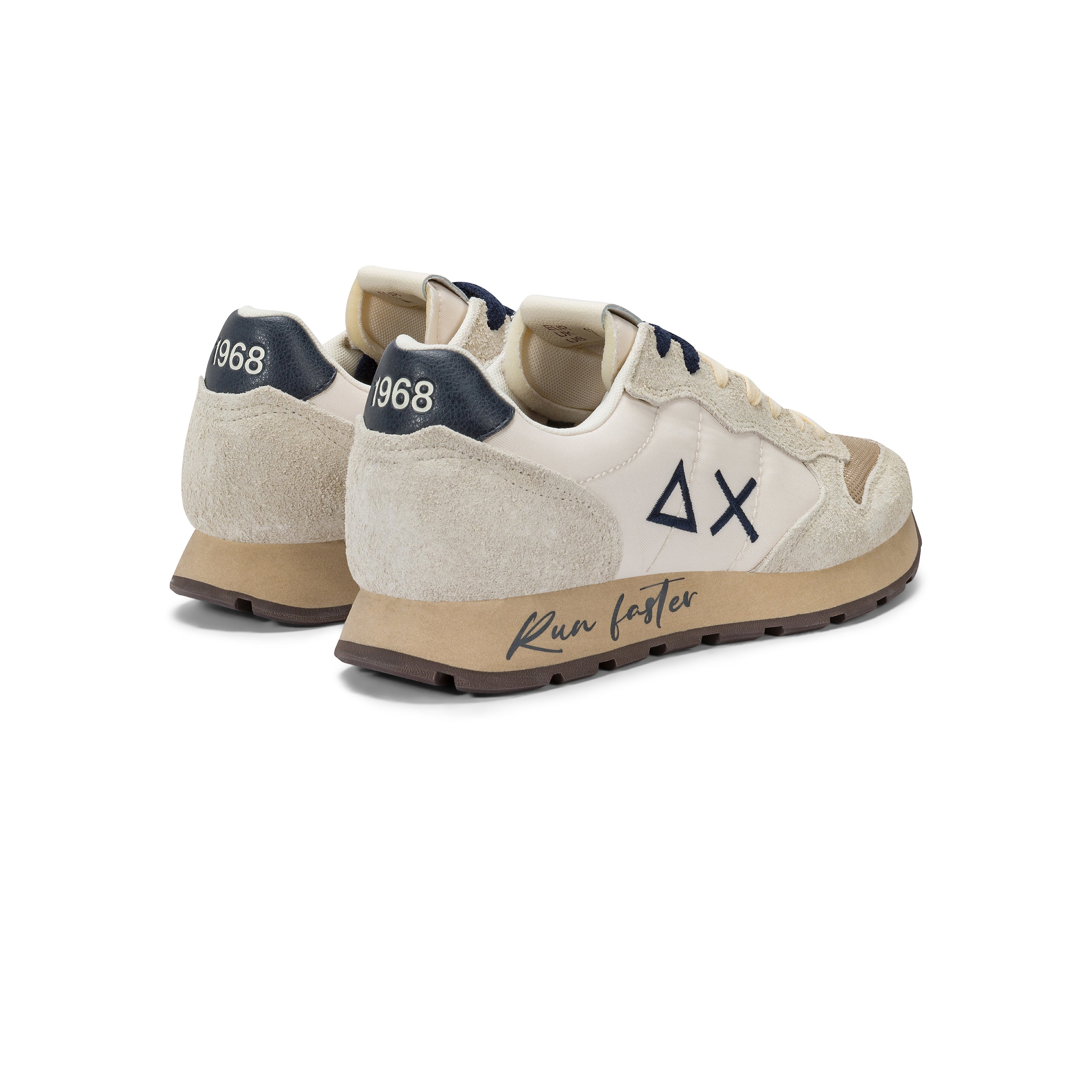 Sneakers SUN68 "Tom Vintage" Bianche con Dettagli blu 
