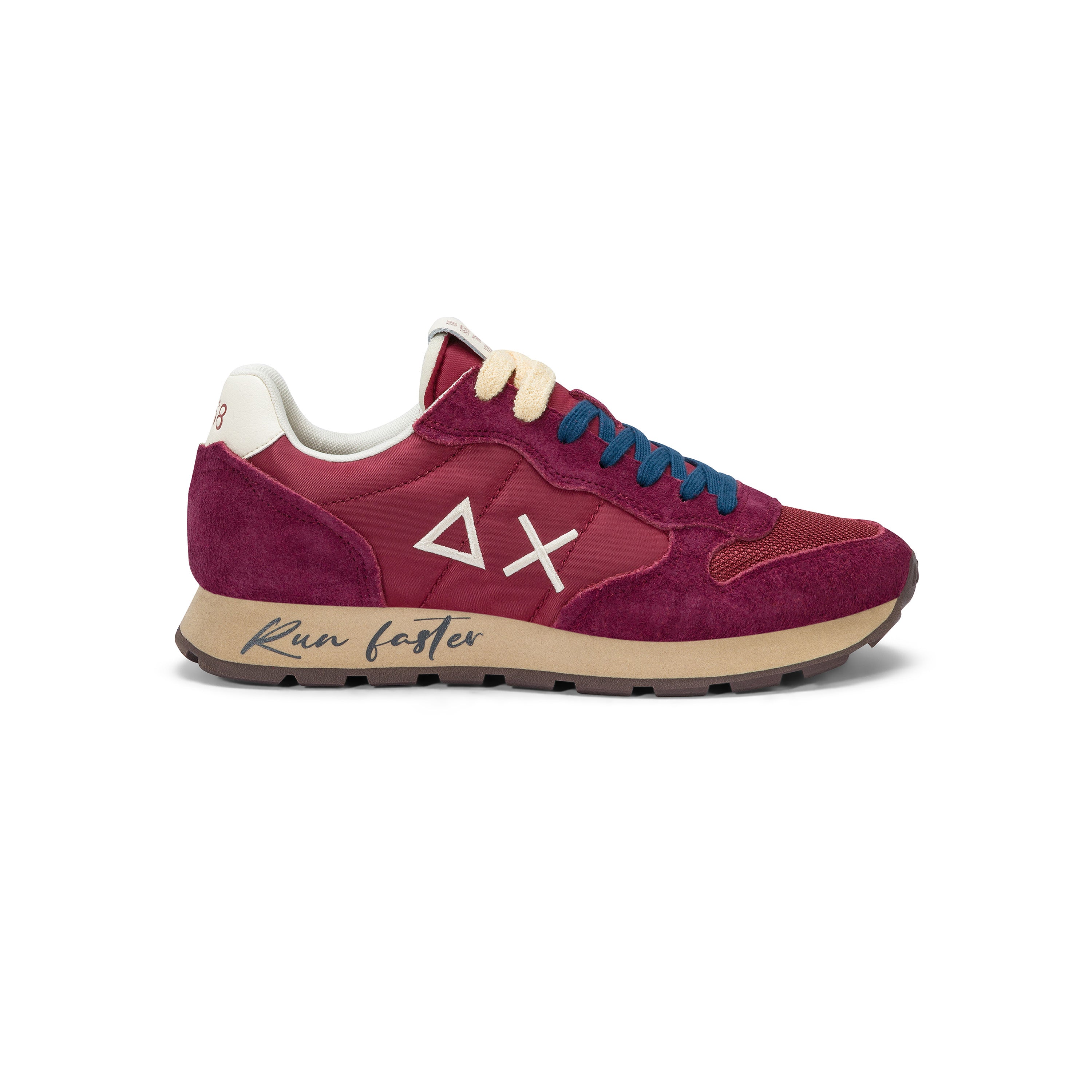 Sneakers "Tom Vintage" Bordeaux con Dettagli a Contrasto blu 