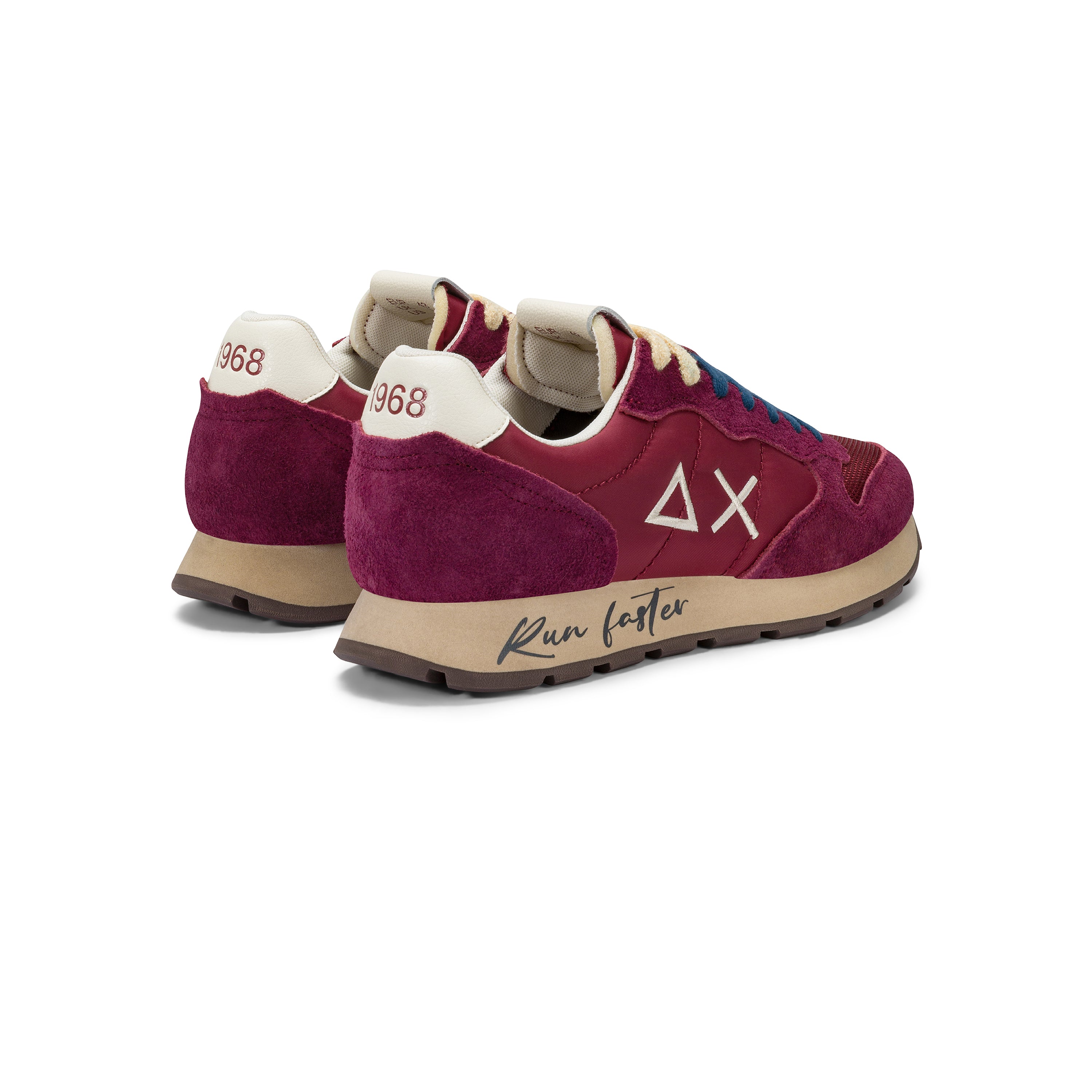 Sneakers "Tom Vintage" Bordeaux con Dettagli a Contrasto blu 