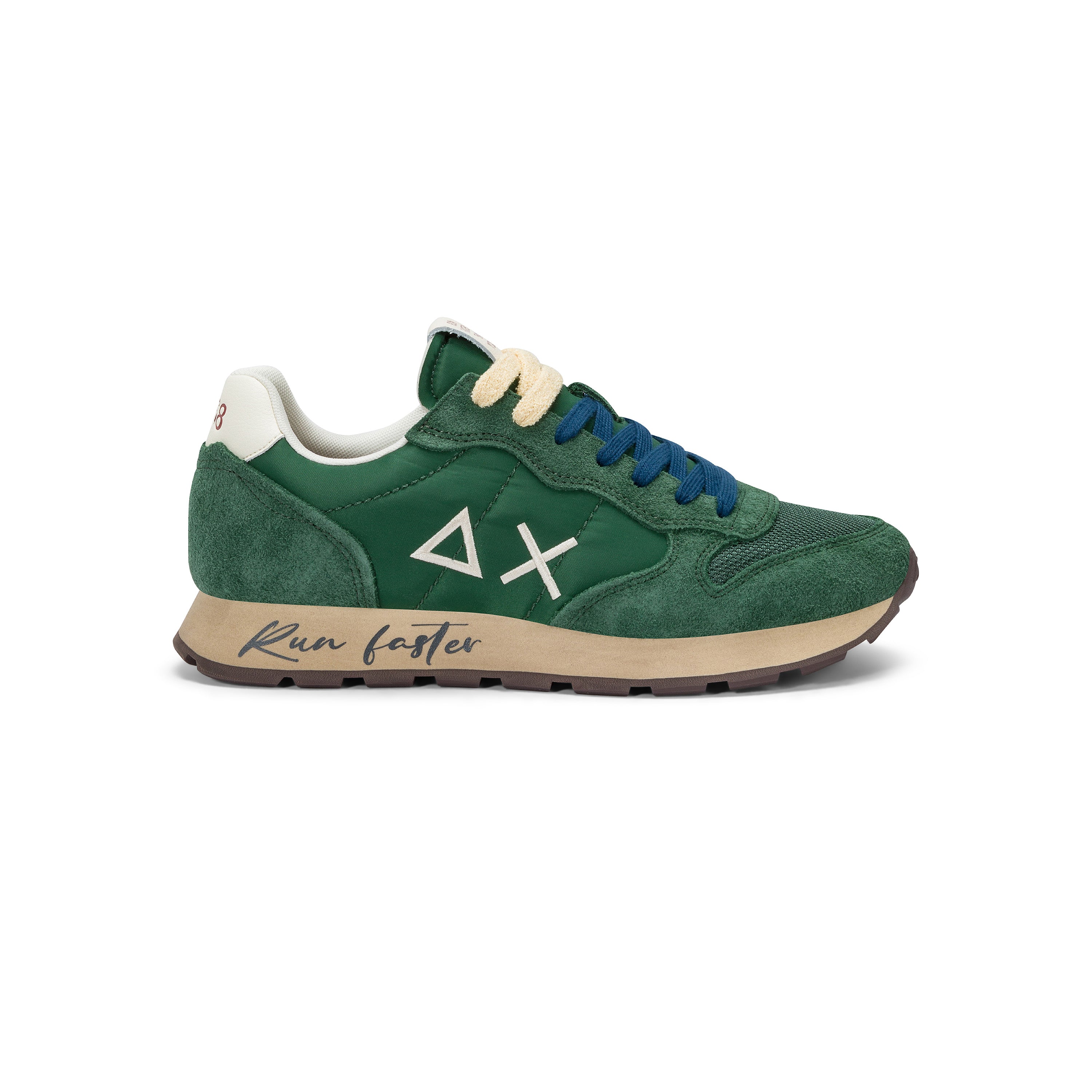 Sneakers SUN68 "Tom Vintage" Verde Scuro con Dettagli a Contrasto 