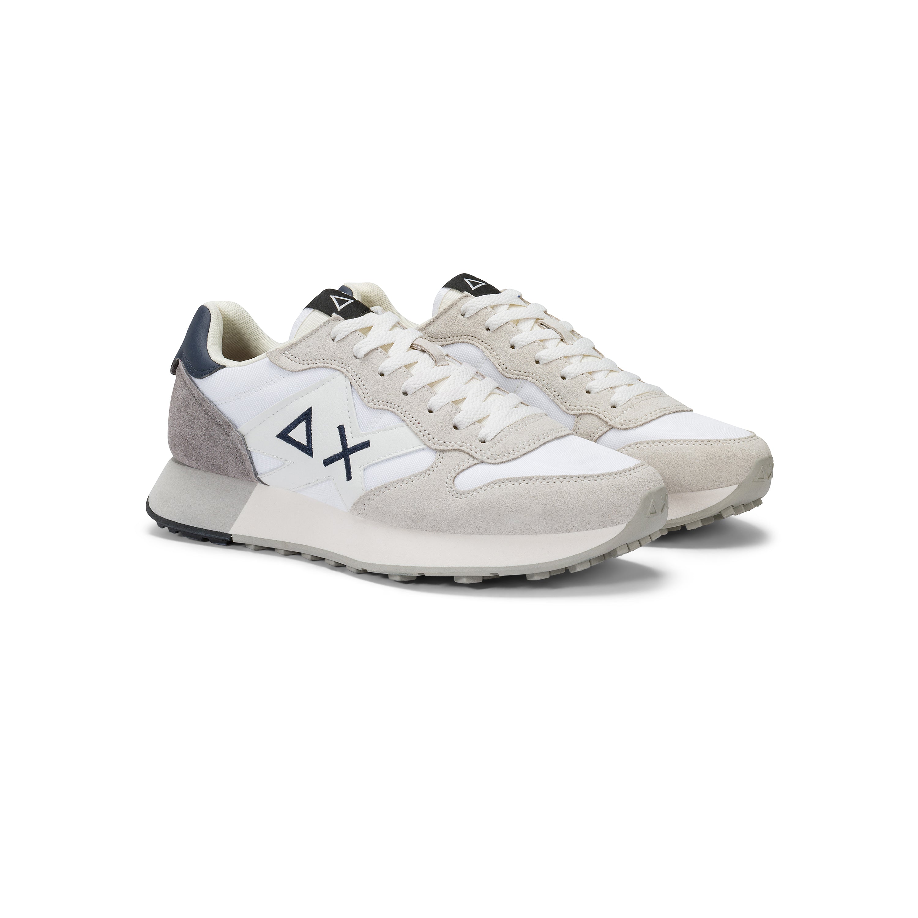 Sneakers SUN68 "Jaki Solid" Bianche con Dettagli Grigio 