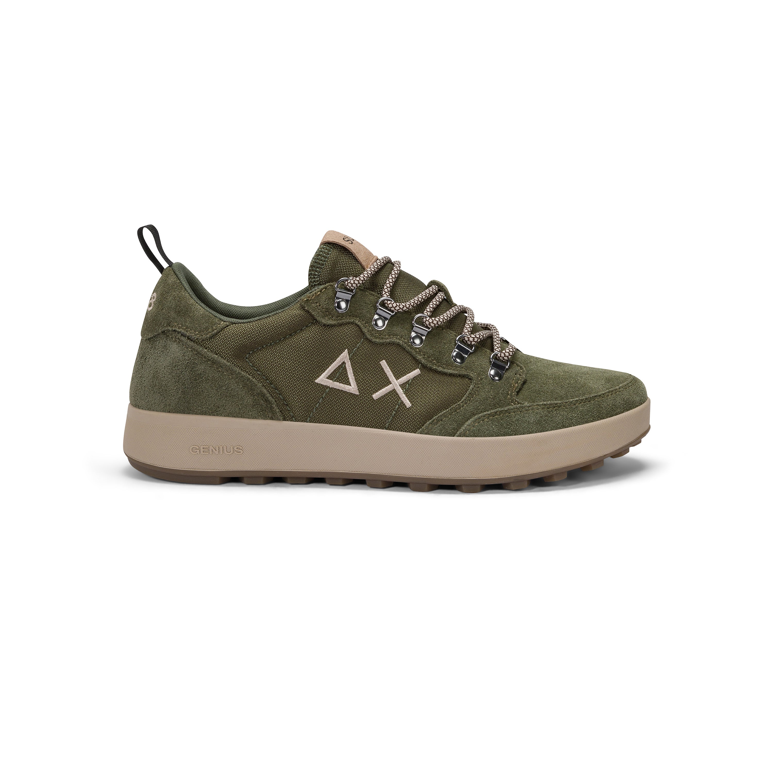 Sneakers "Genius Solid" verde con Dettagli in Pelle Scamosciata 