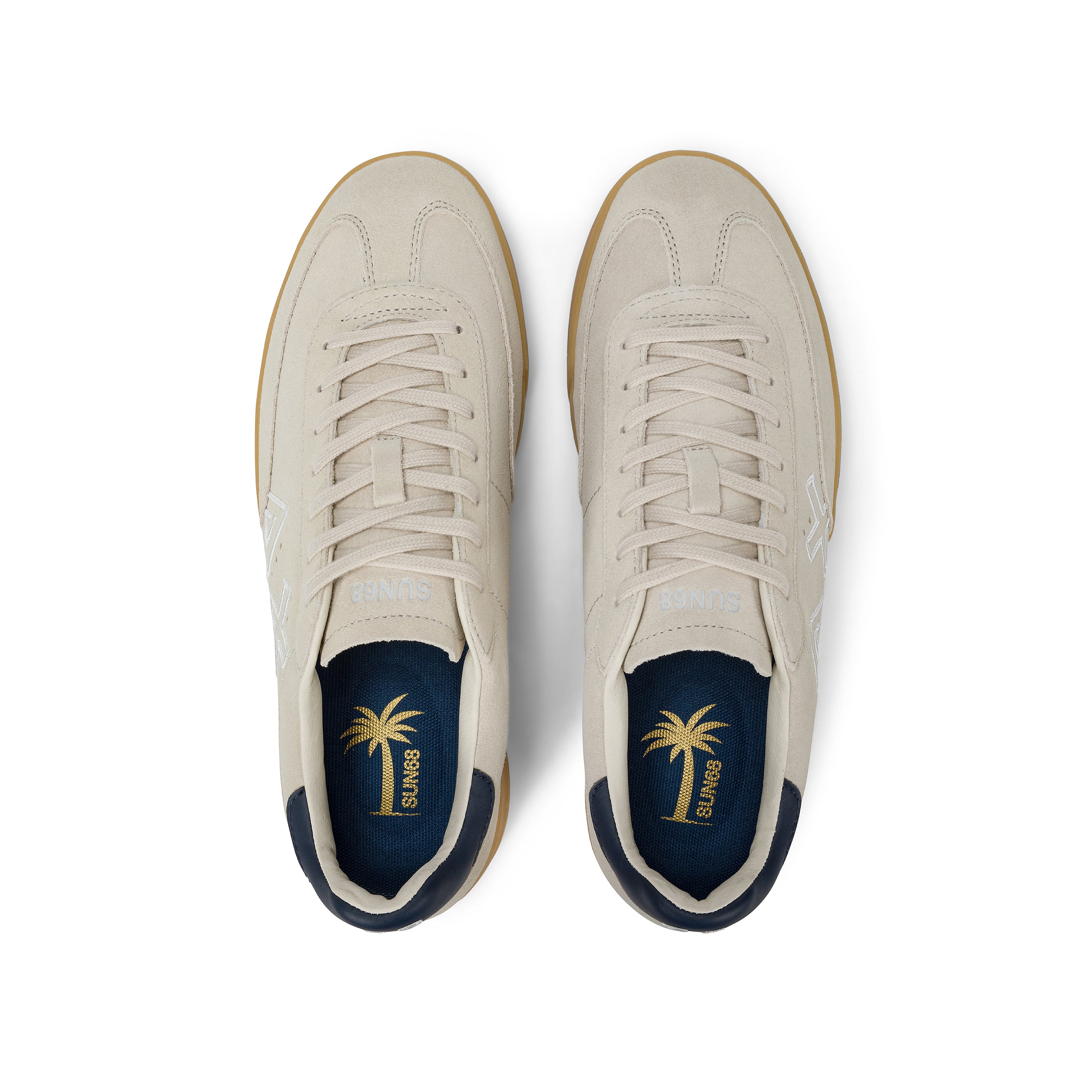 Sneakers "California Sun Suede" Bianche con Suola in Gomma 