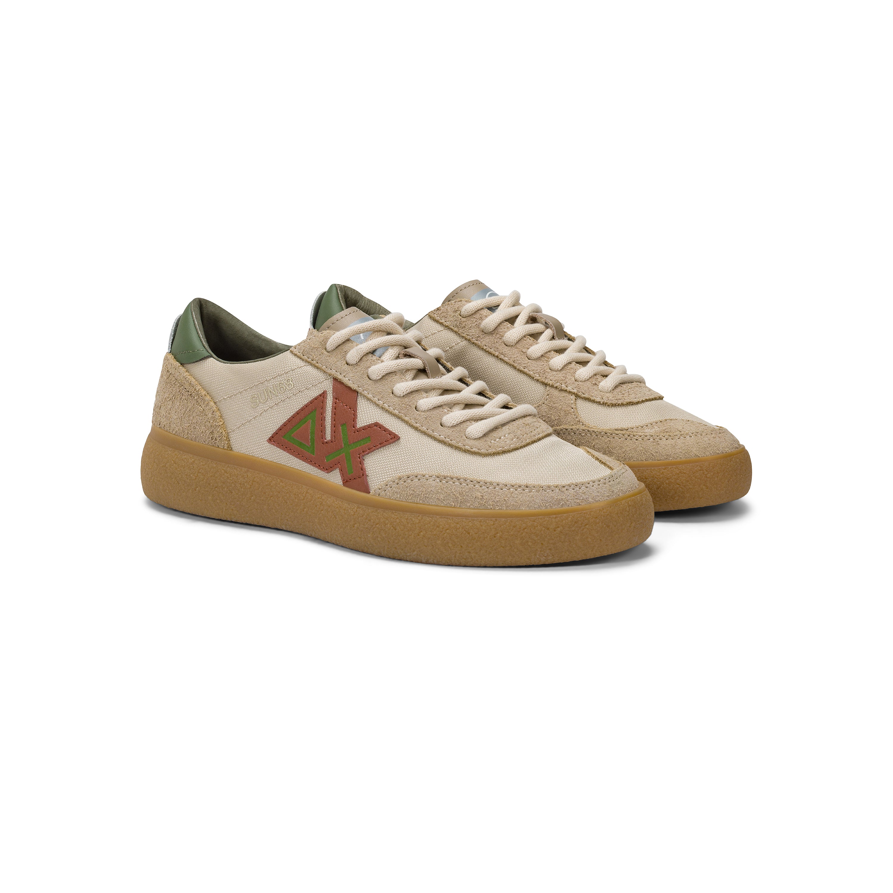 Sneakers "Luis Low" Beige con Dettagli in Pelle Scamosciata 
