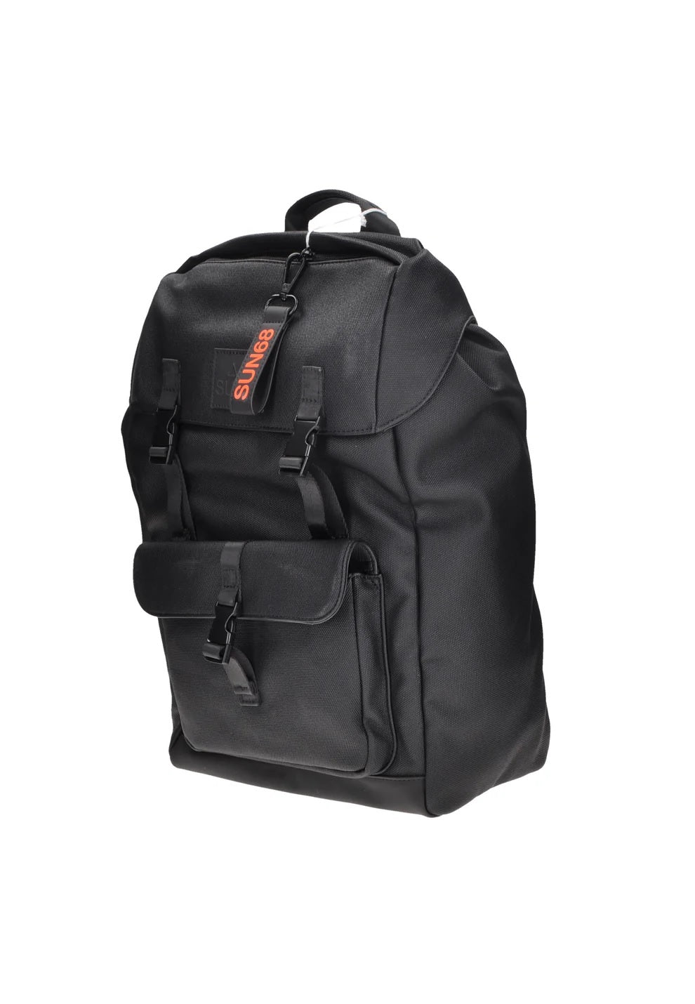 Zaino Nero in Neoprene Impermeabile con Patta e Fibbie 