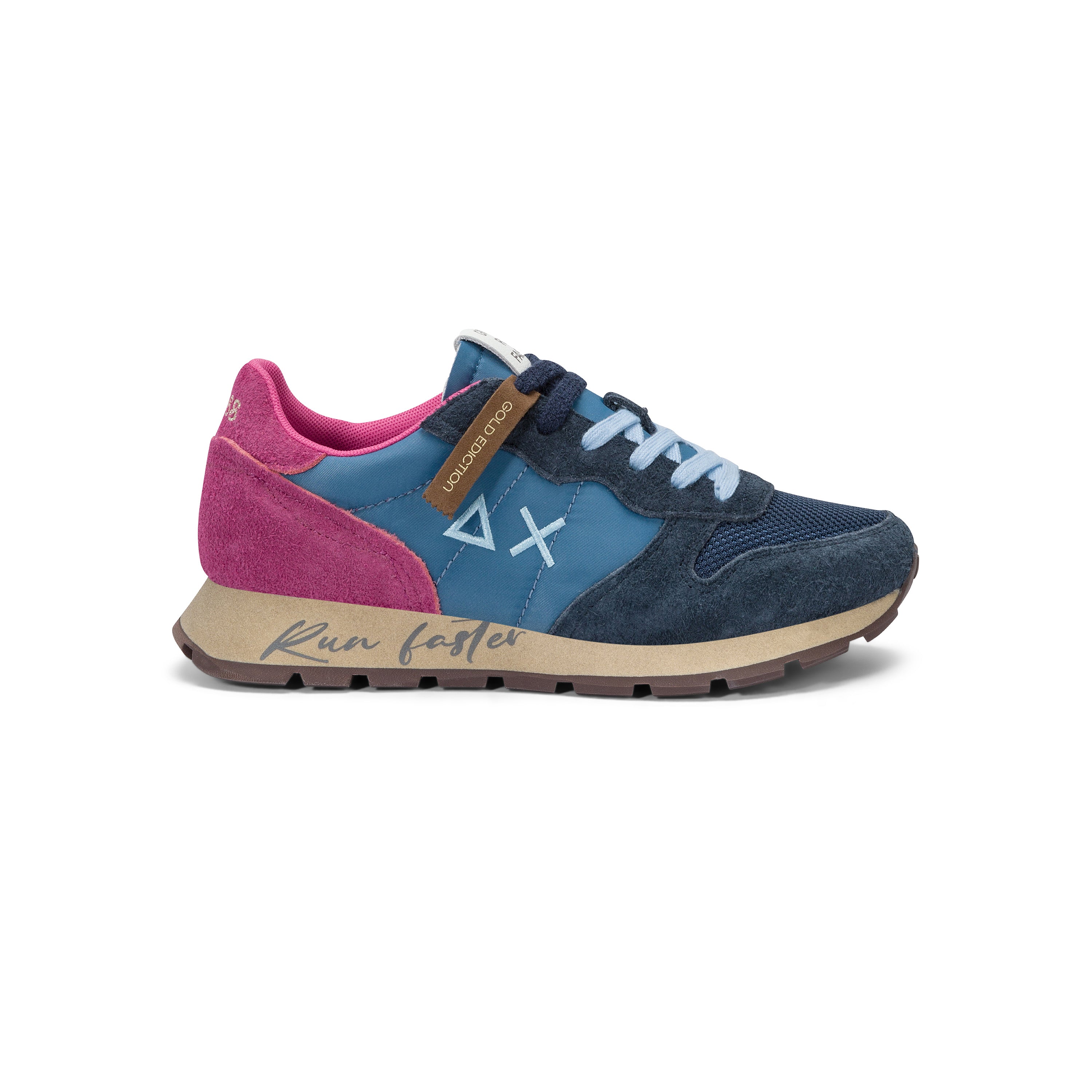 Sneakers Donna SUN68 "Ally Vintage" Blu con Dettagli Rosa 
