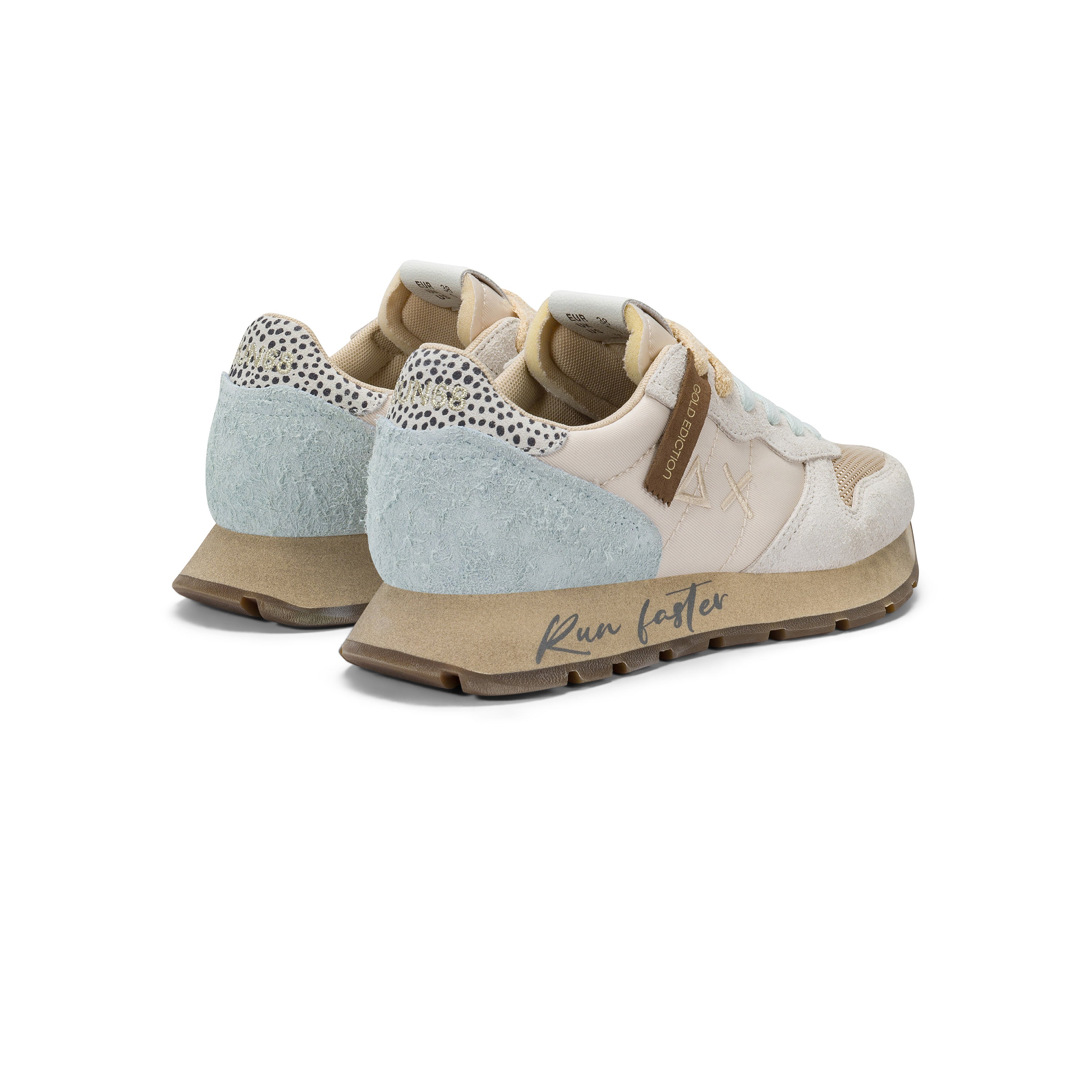 Sneakers Donna SUN68 "Ally Vintage" Bianche con Dettagli Animalier 