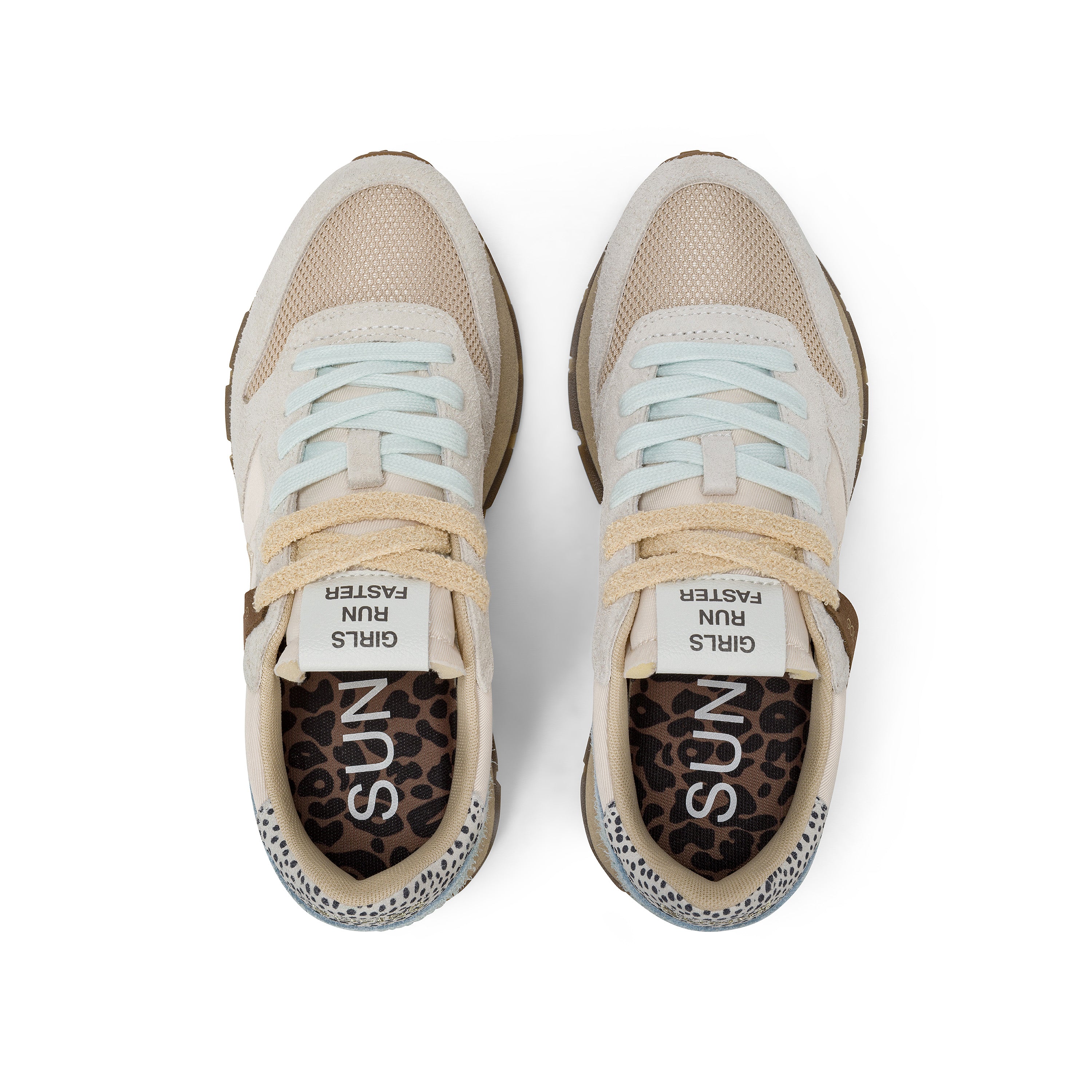 Sneakers Donna SUN68 "Ally Vintage" Bianche con Dettagli Animalier 