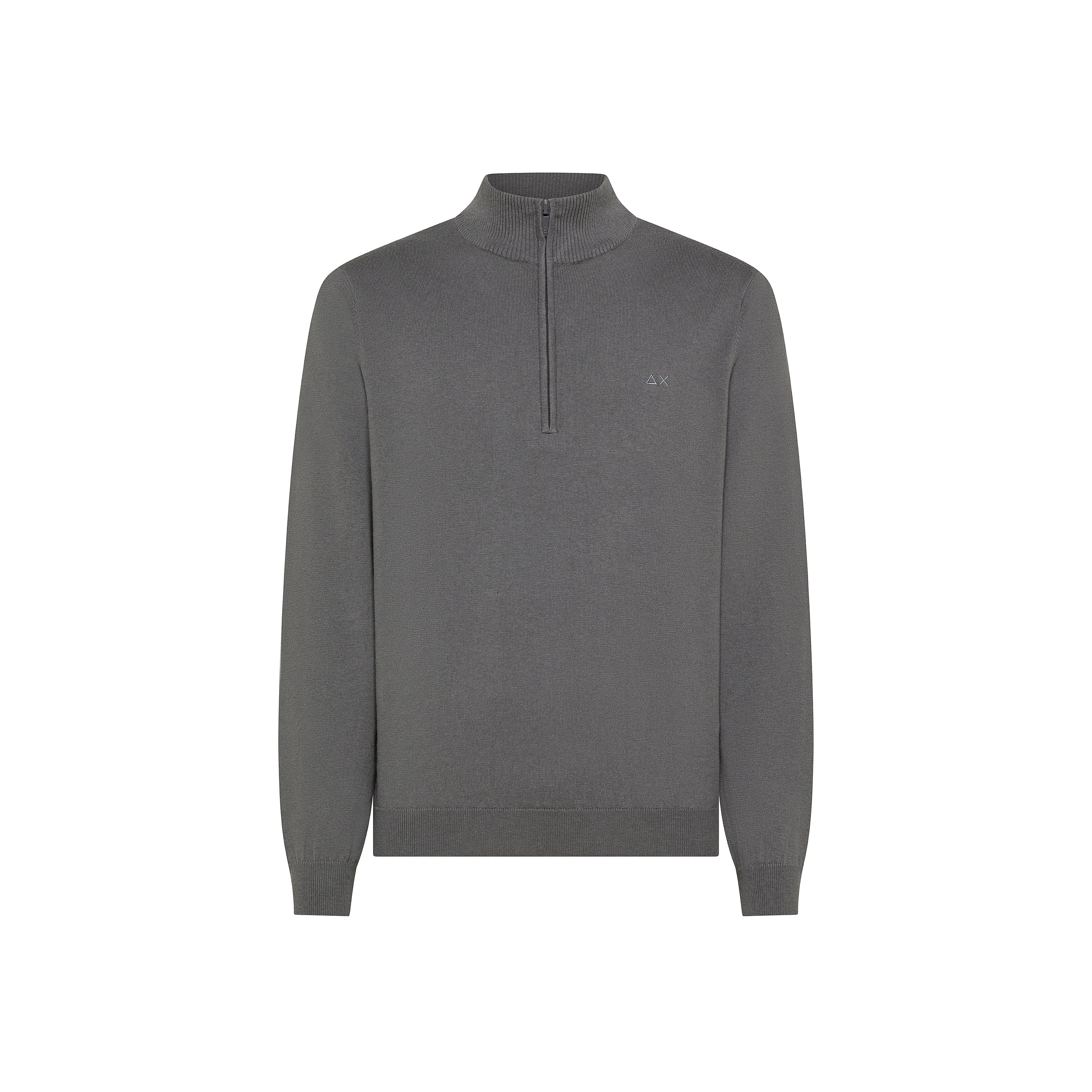 Maglia Uomo "Half Zip Sweater" Grigio Scuro in Lana Merino e Cotone 