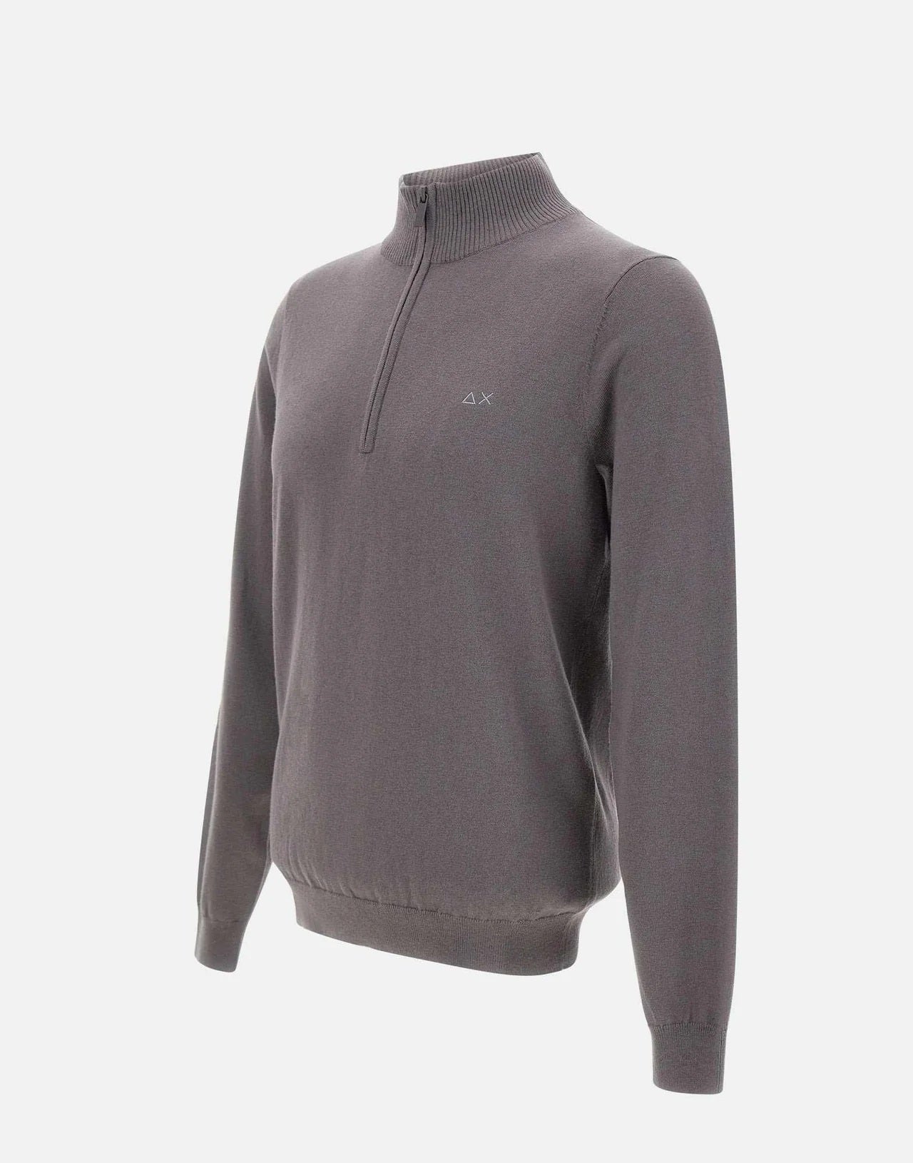 Maglia Uomo "Half Zip Sweater" Grigio Scuro in Lana Merino e Cotone 