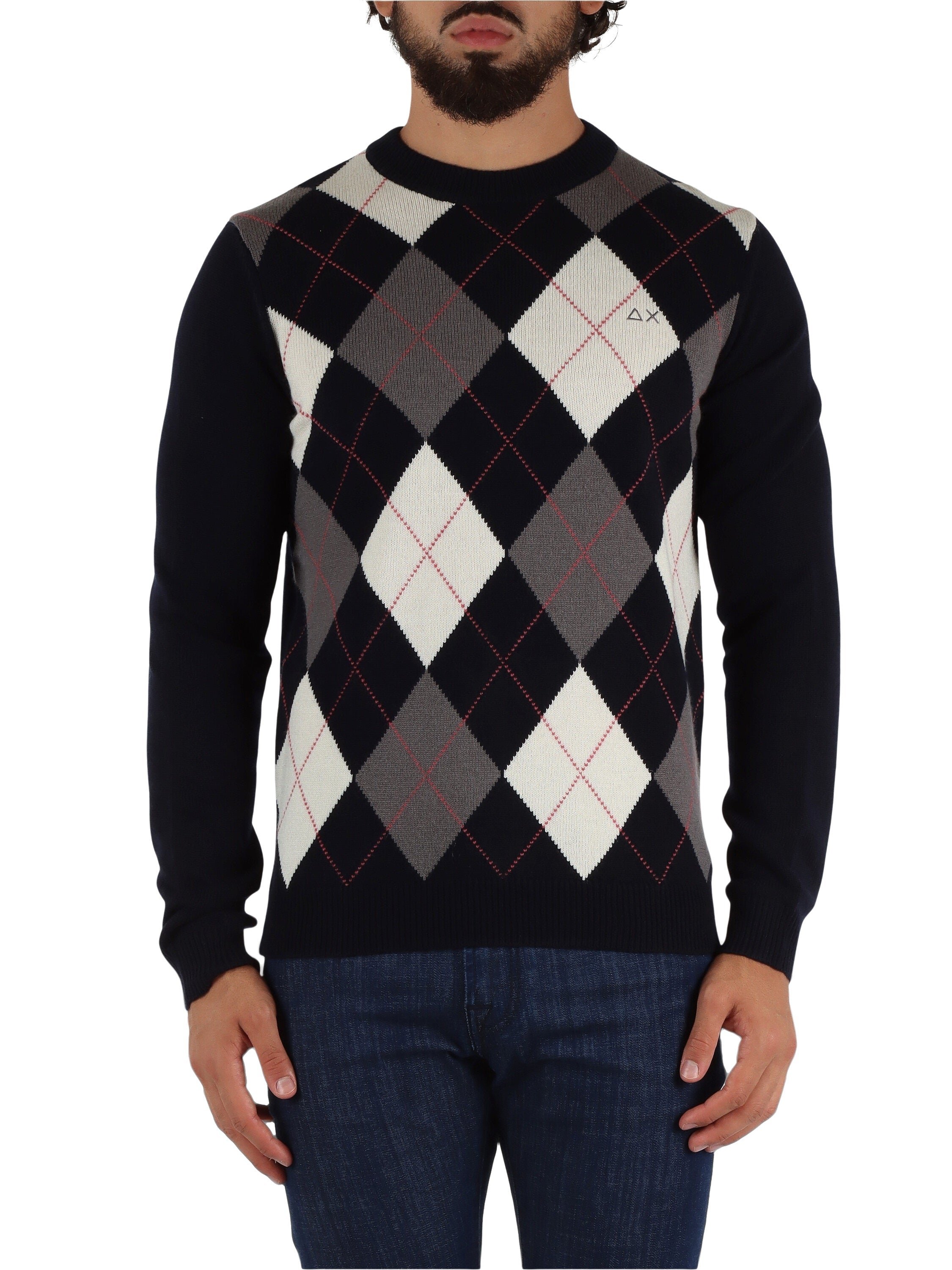 Maglia "Sweater Argyle Warm" Navy Blu e Grigio Scuro 