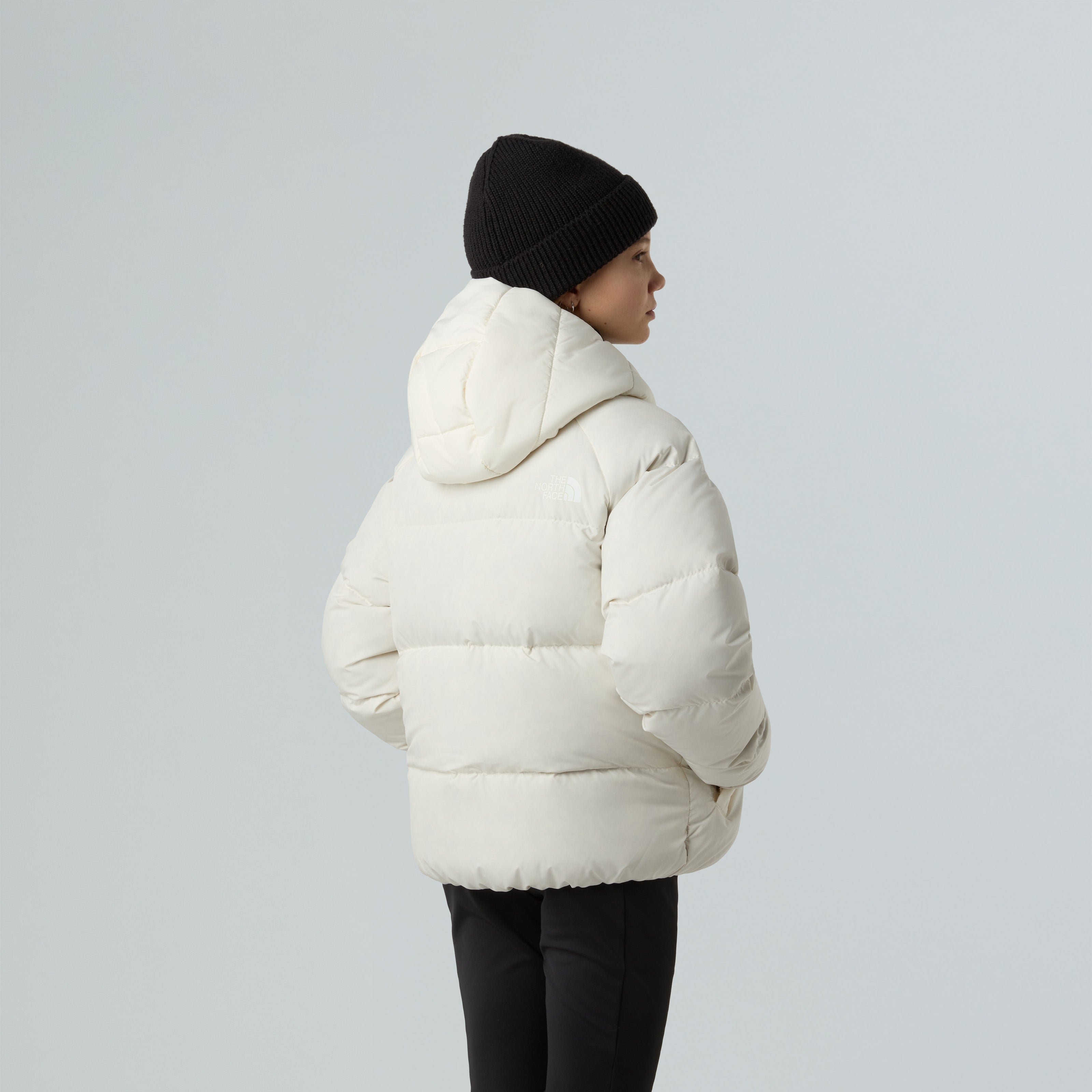 Piumino con cappuccio "North Down" bianco in piumino riciclato 600-fill 